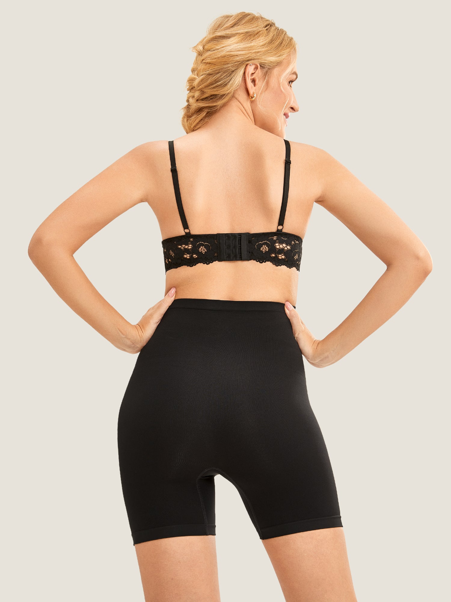 Women's High Waist Shapewear Maternity Shorts - Seamless Black
