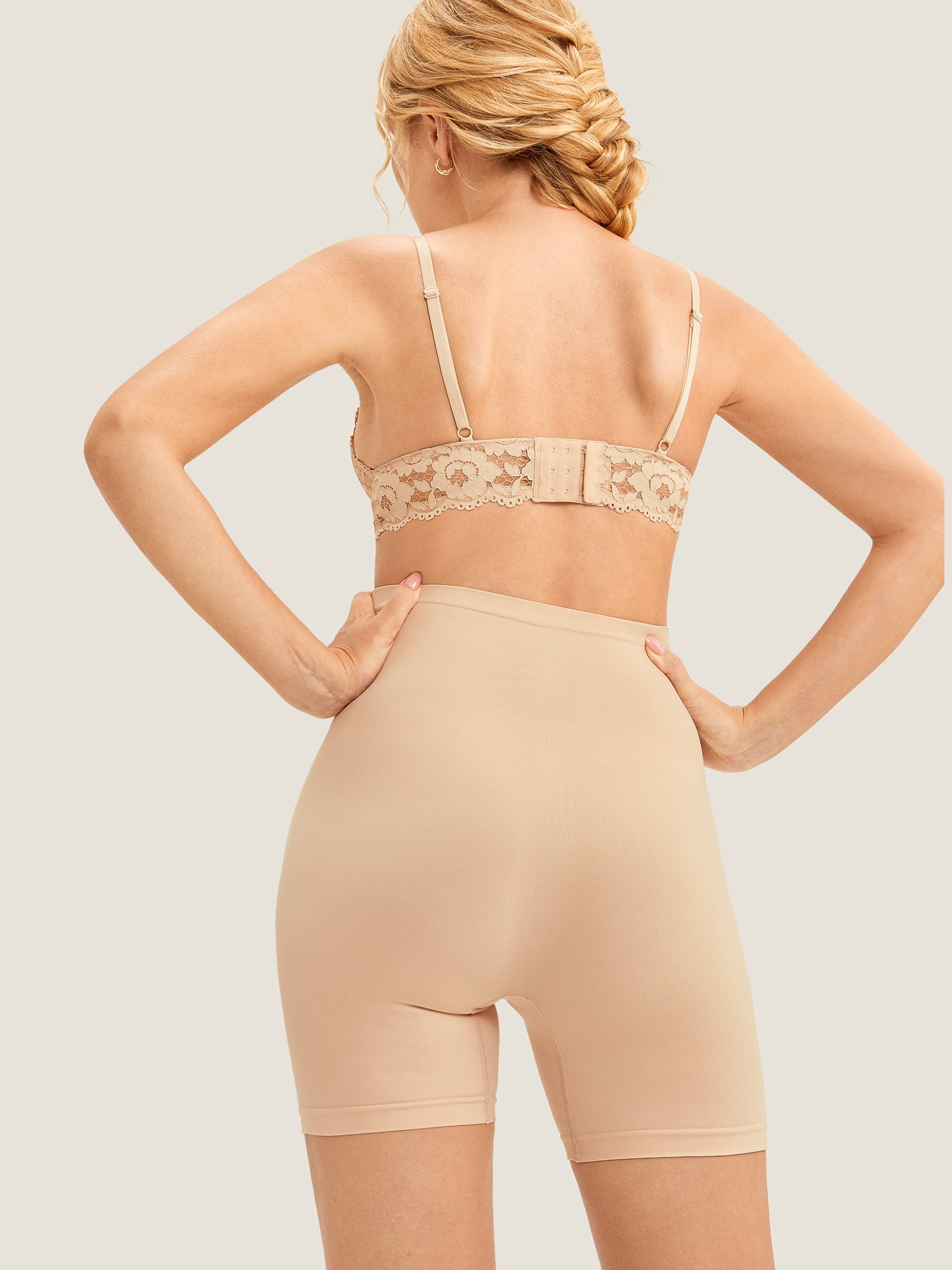 Women's High Waist Shapewear Maternity Shorts - Seamless Beige
