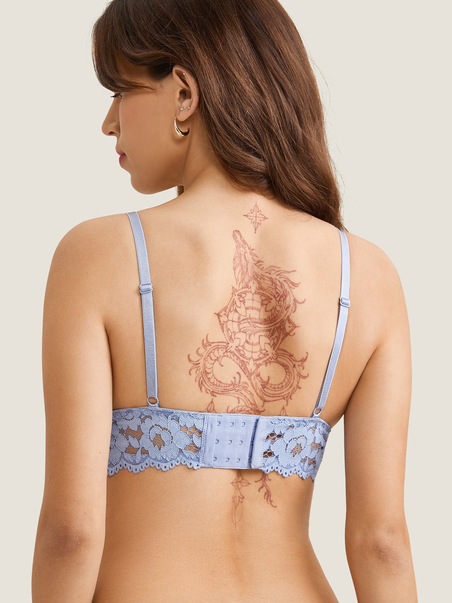 MOMANDA Women‘s Lace Plunge Nursing Bralette Starshine Blue