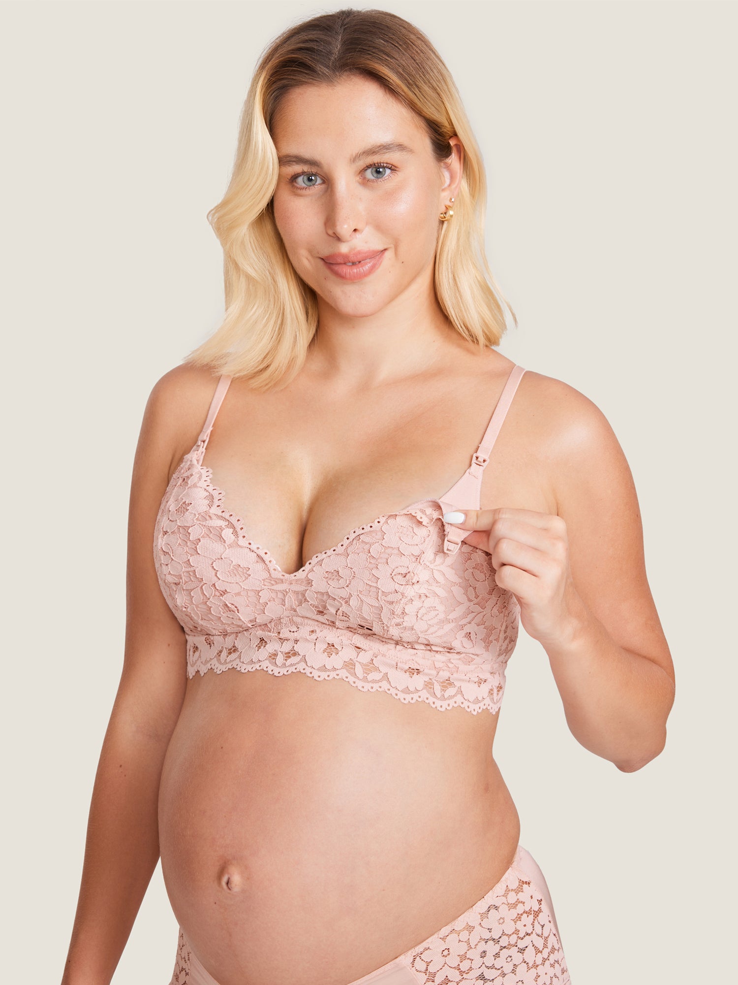 MOMANDA Women's More Support Lace Nursing Bralette Gentle Rose