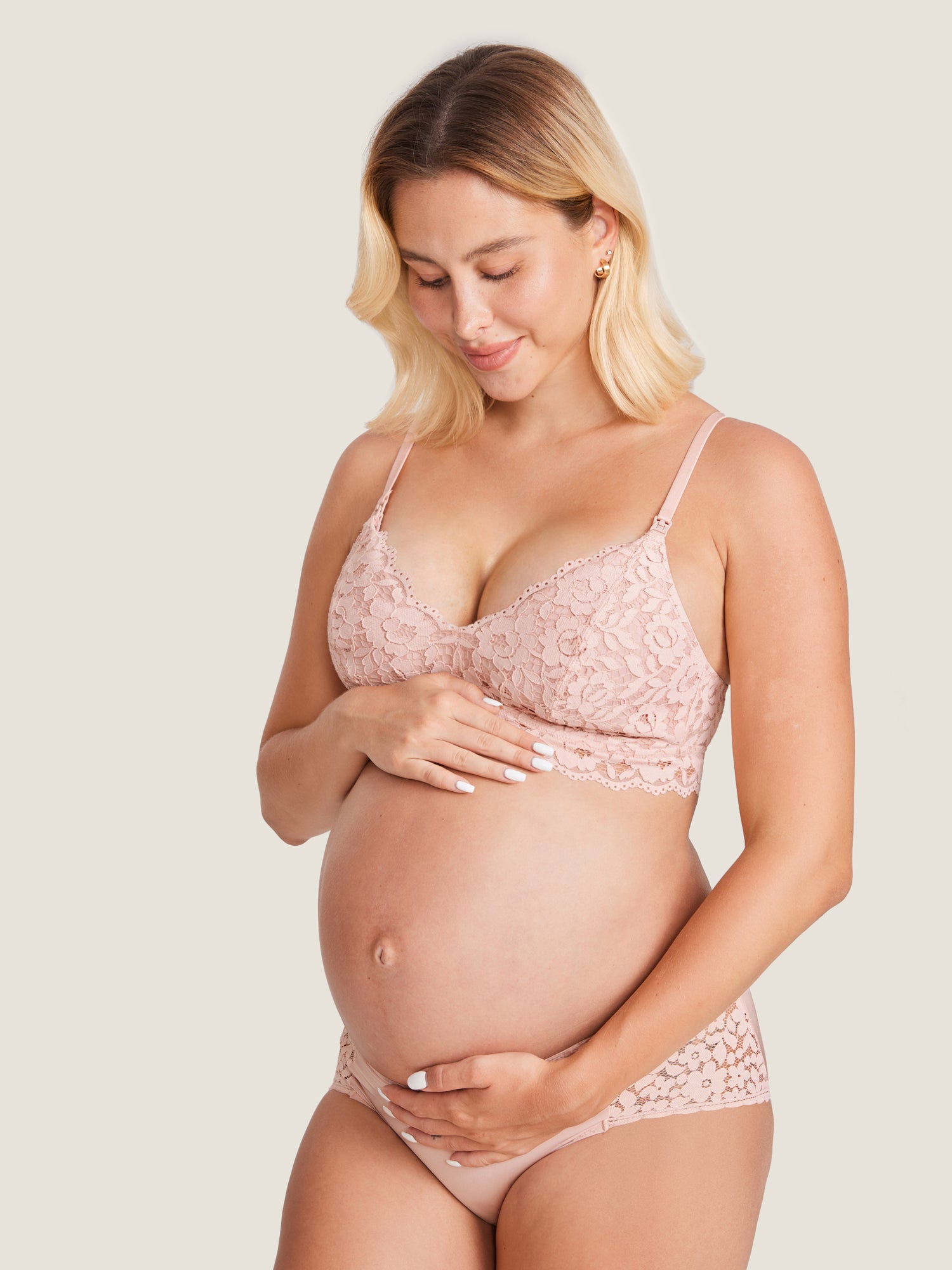 MOMANDA Women's More Support Lace Nursing Bralette Gentle Rose