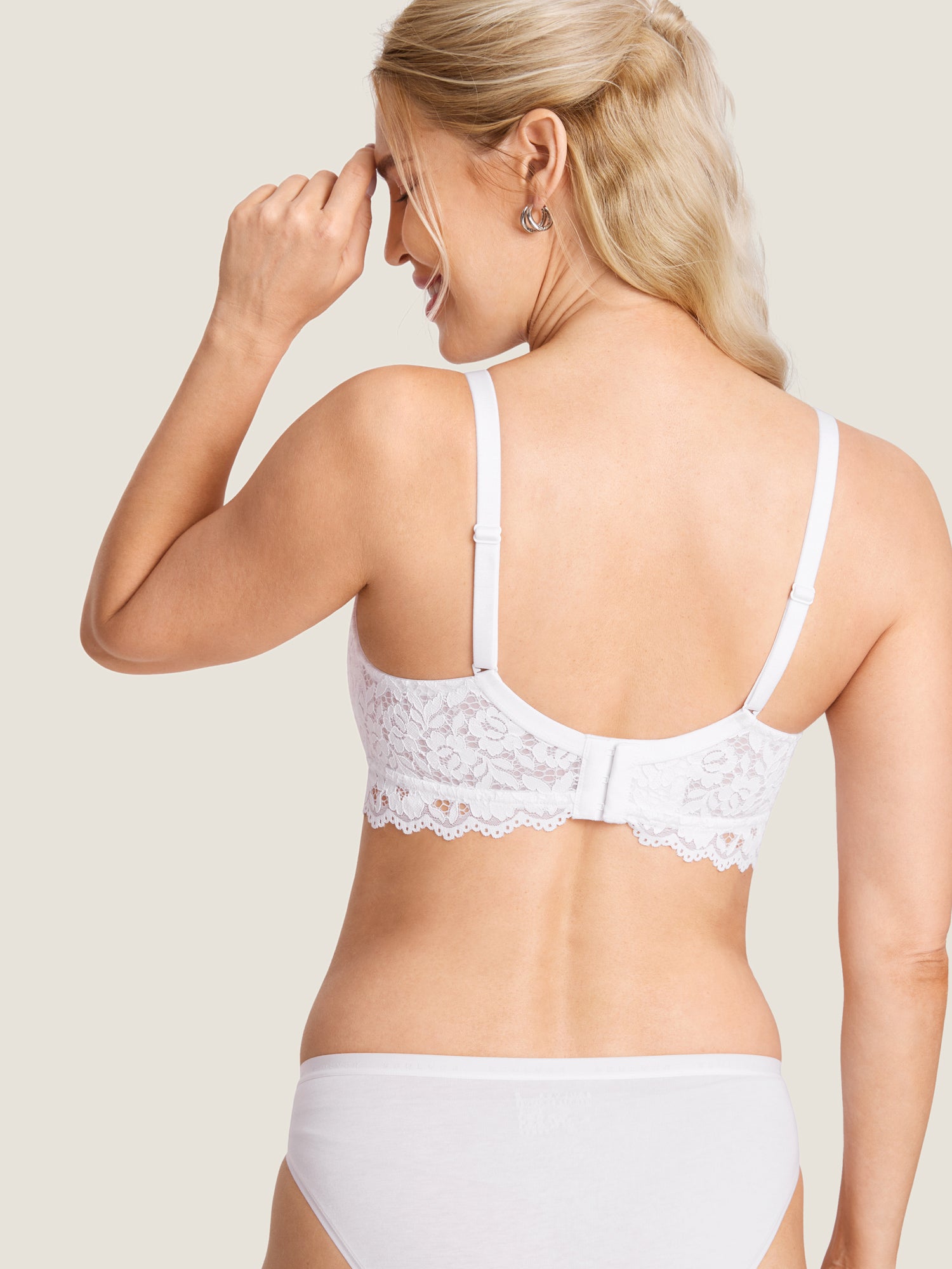 MOMANDA Women's More Support Lace Nursing Bralette Snow White