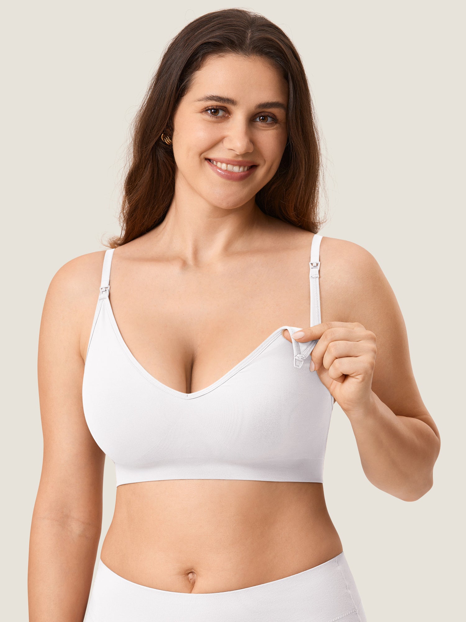 MOMANDA Women's Seamless Soft Knit Nursing Bra,TITLE_BEST SELLERS Snow White