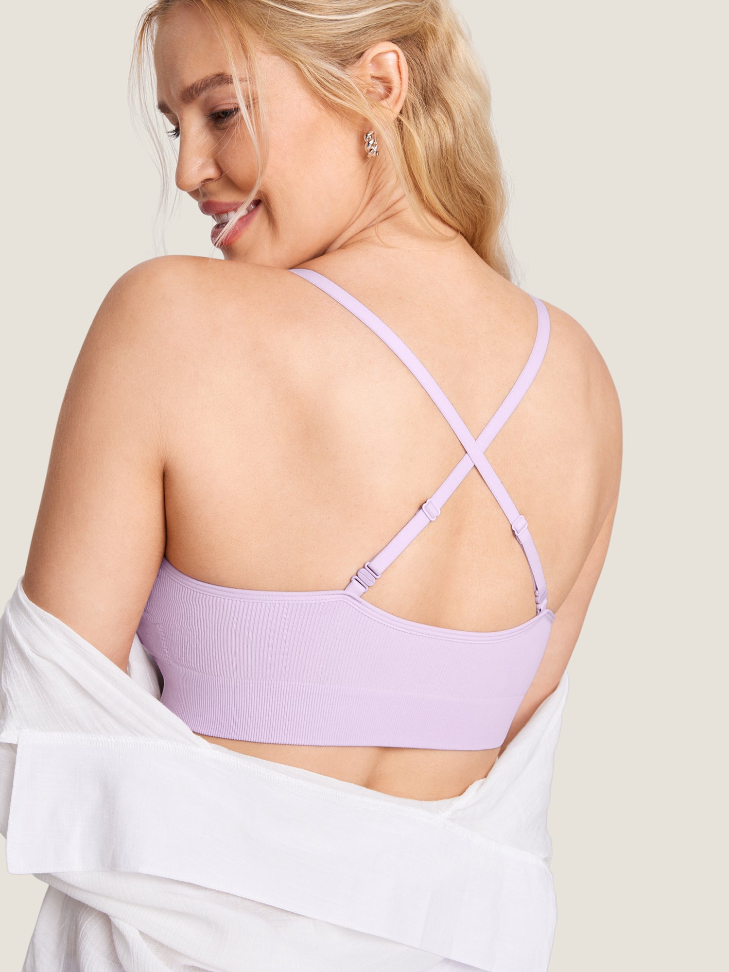 MOMANDA Women's Ribbed Scoop Nursing Bralette Grapefruit Orange 2