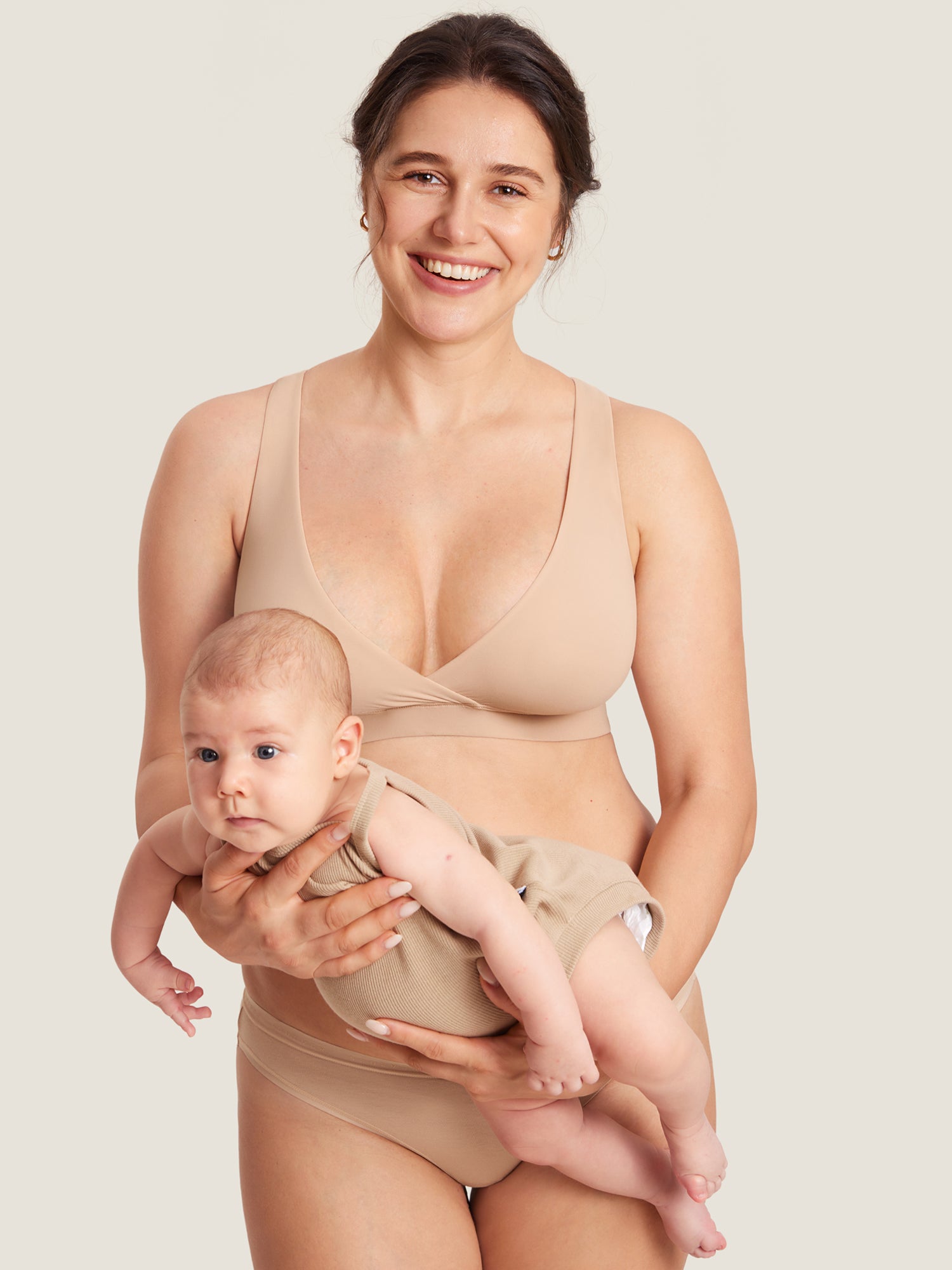 MOMANDA Women's Inbarely® Crossover Racerback Nursing Bra Wheat Beige