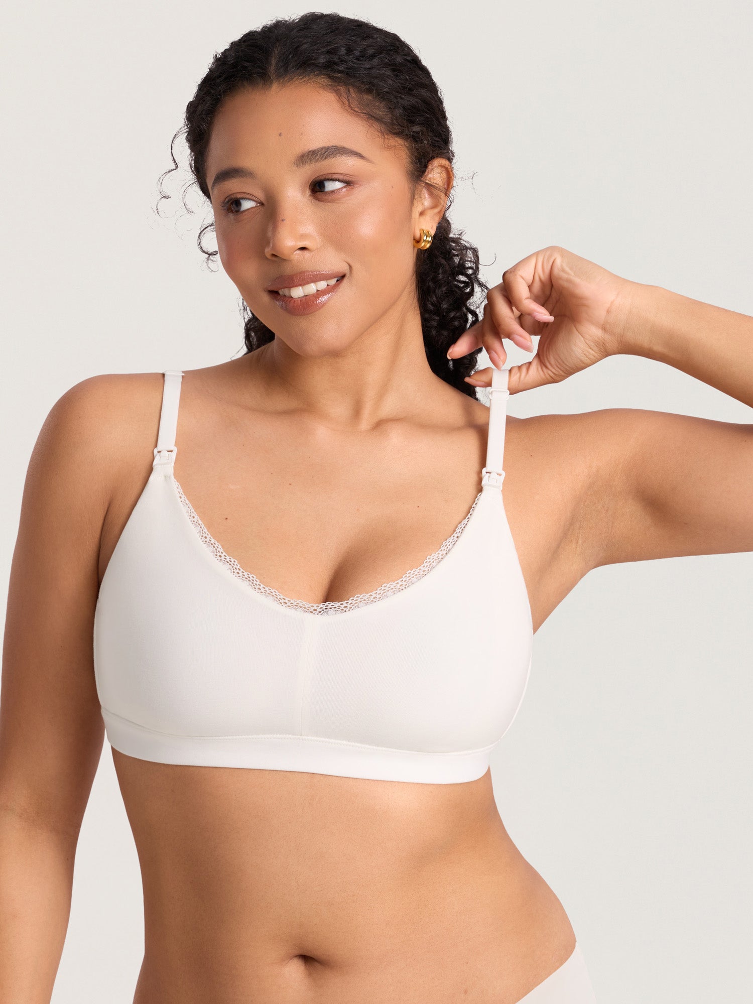 Cotton Lace Trim Nursing Bralette