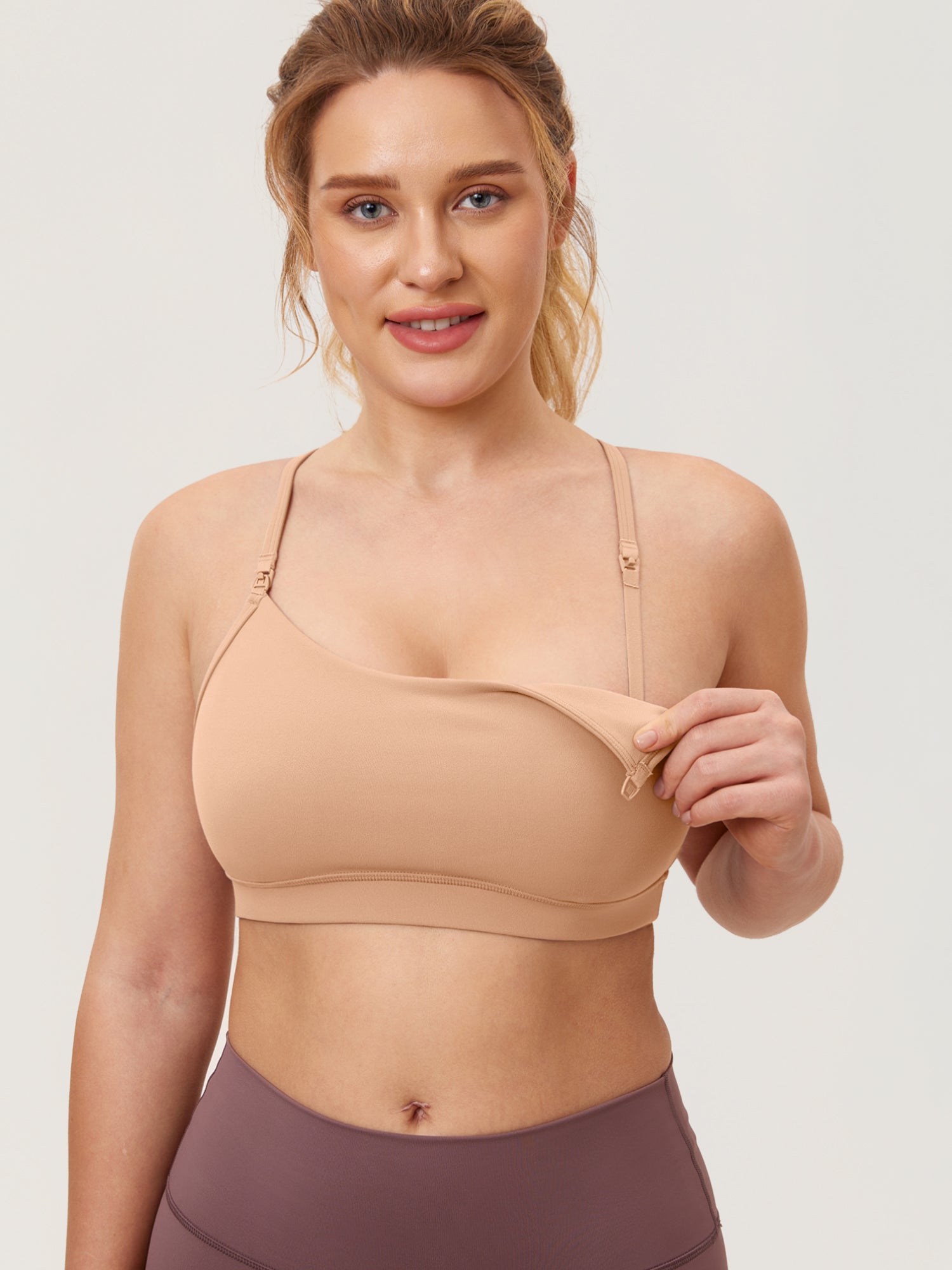 MOMANDA Women's Natrelax® Y Back Nursing Sports Bra Beige