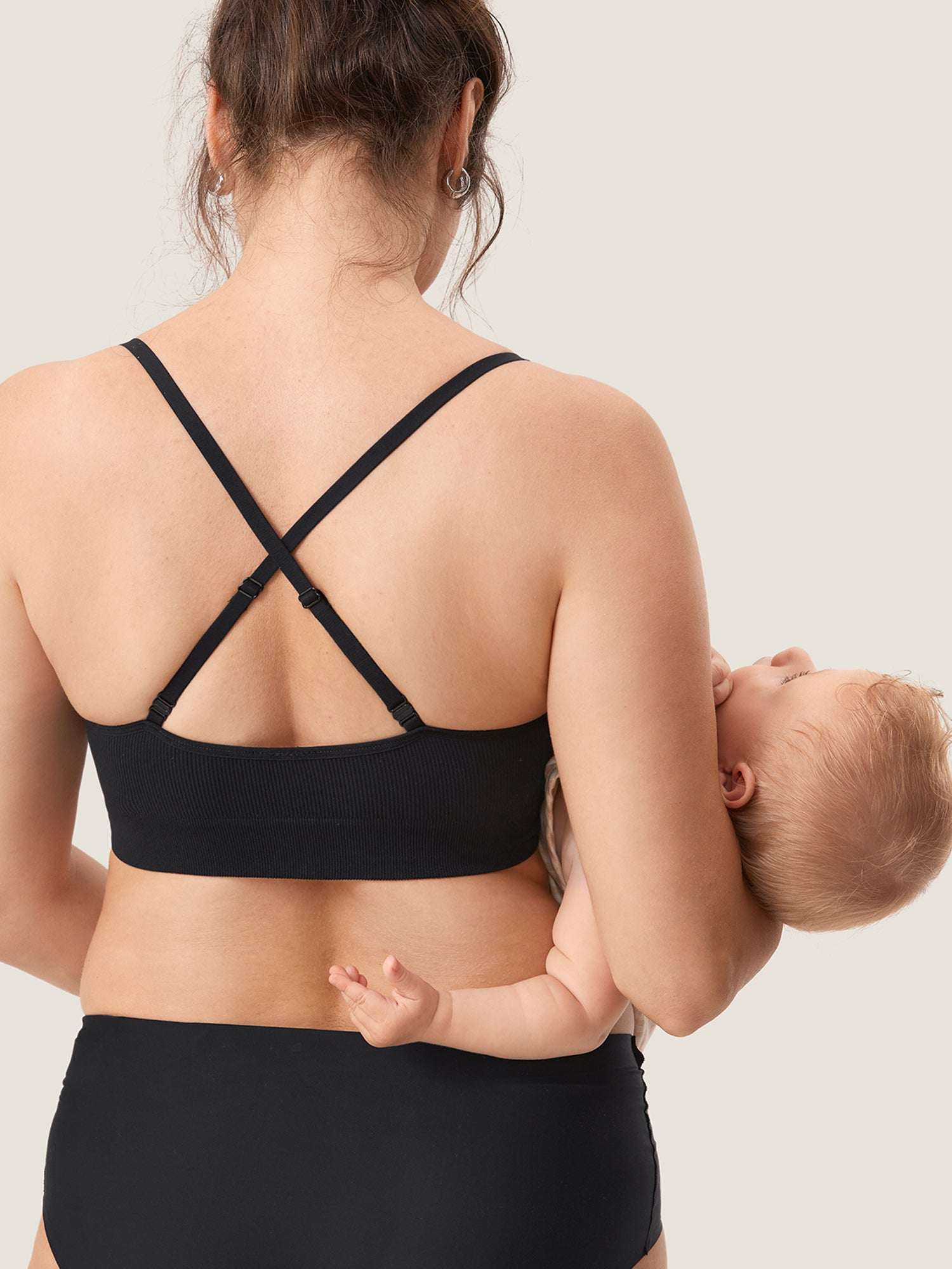 MOMANDA Women's Ribbed Scoop Nursing Bralette Iceland White