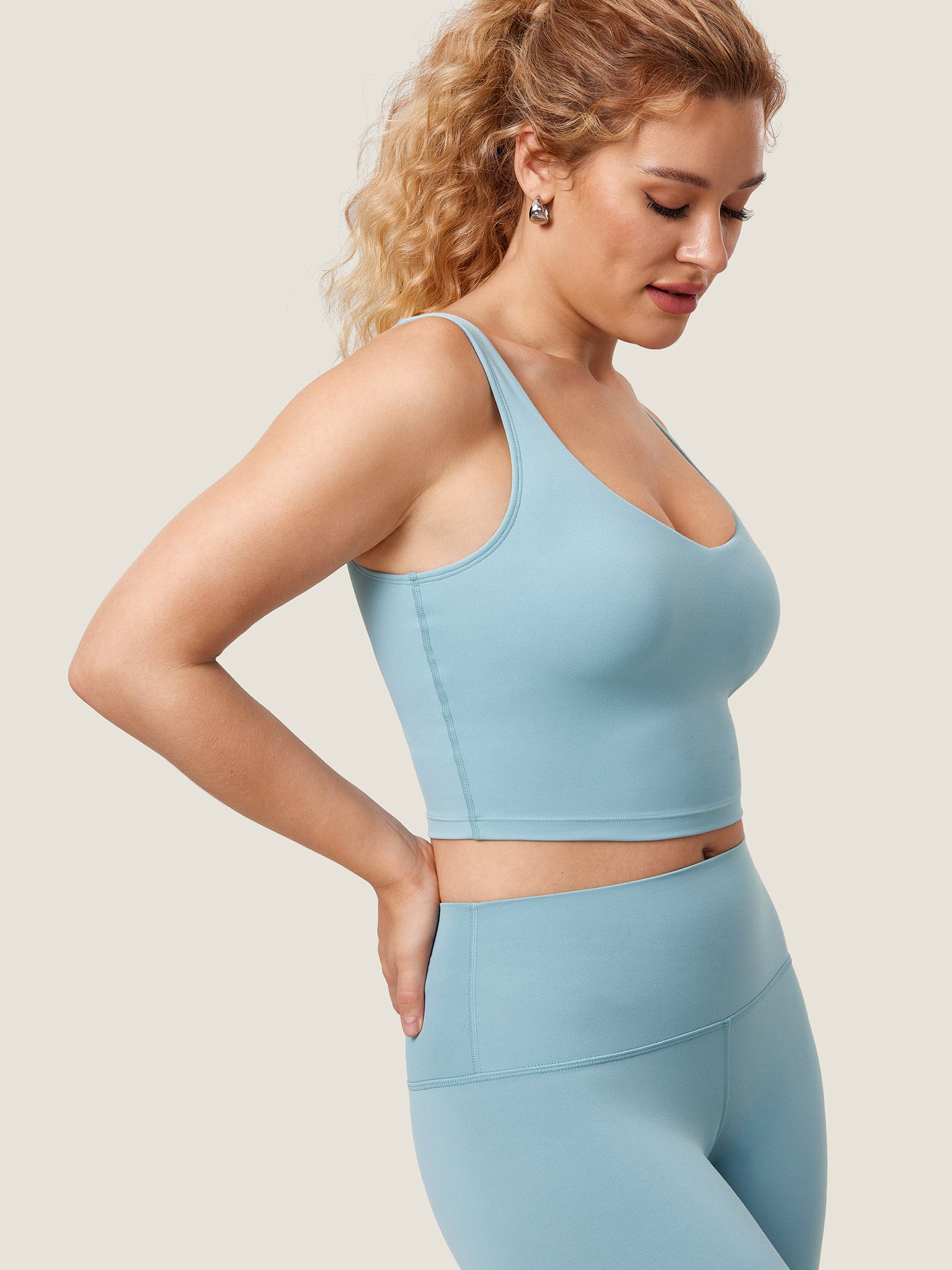 MOMANDA Women's Natrelax® Nursing Crop Tank Top - V Neck Lilac Air