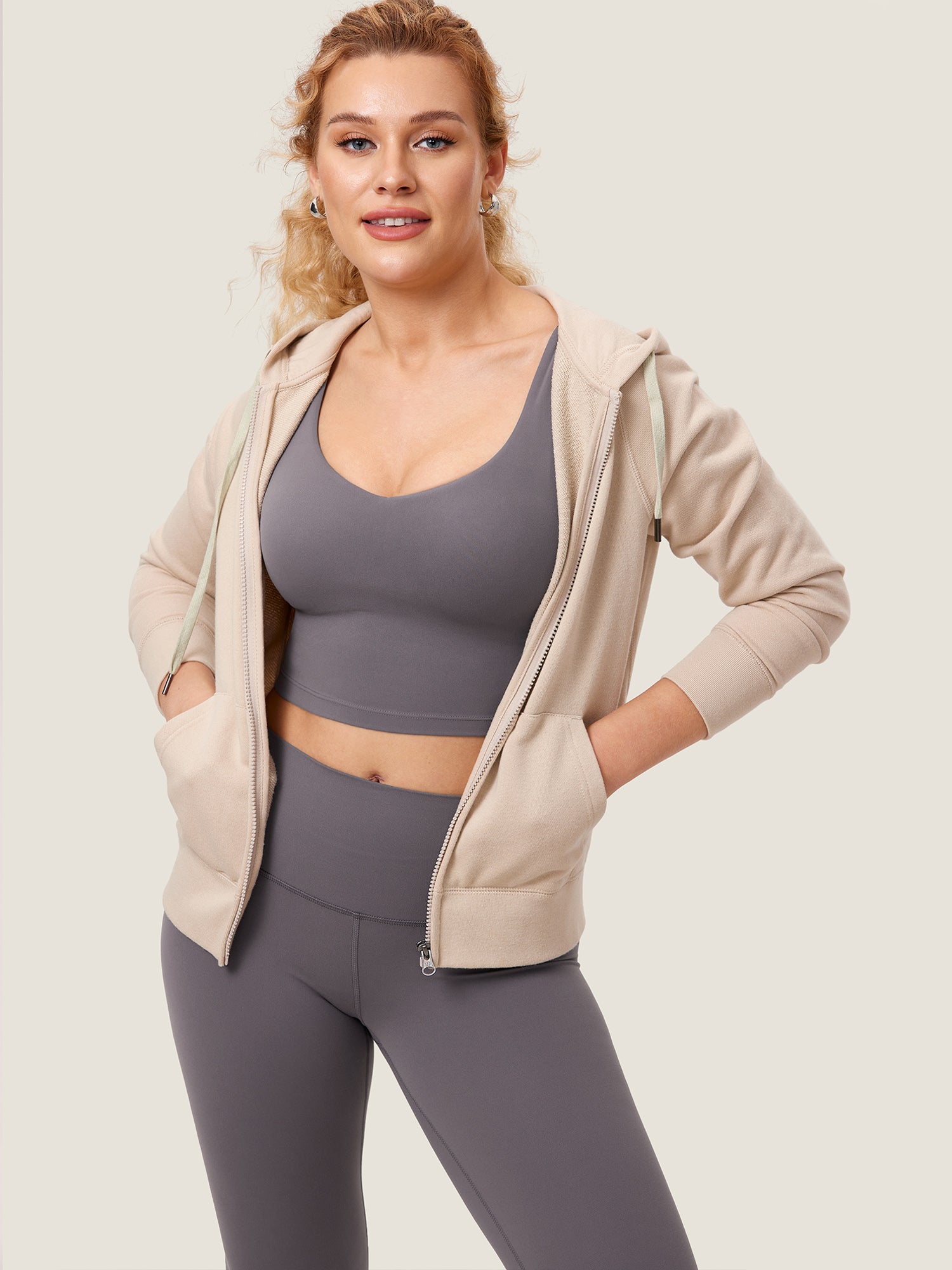 MOMANDA Women's Natrelax® Nursing Crop Tank Top - V Neck Taupe
