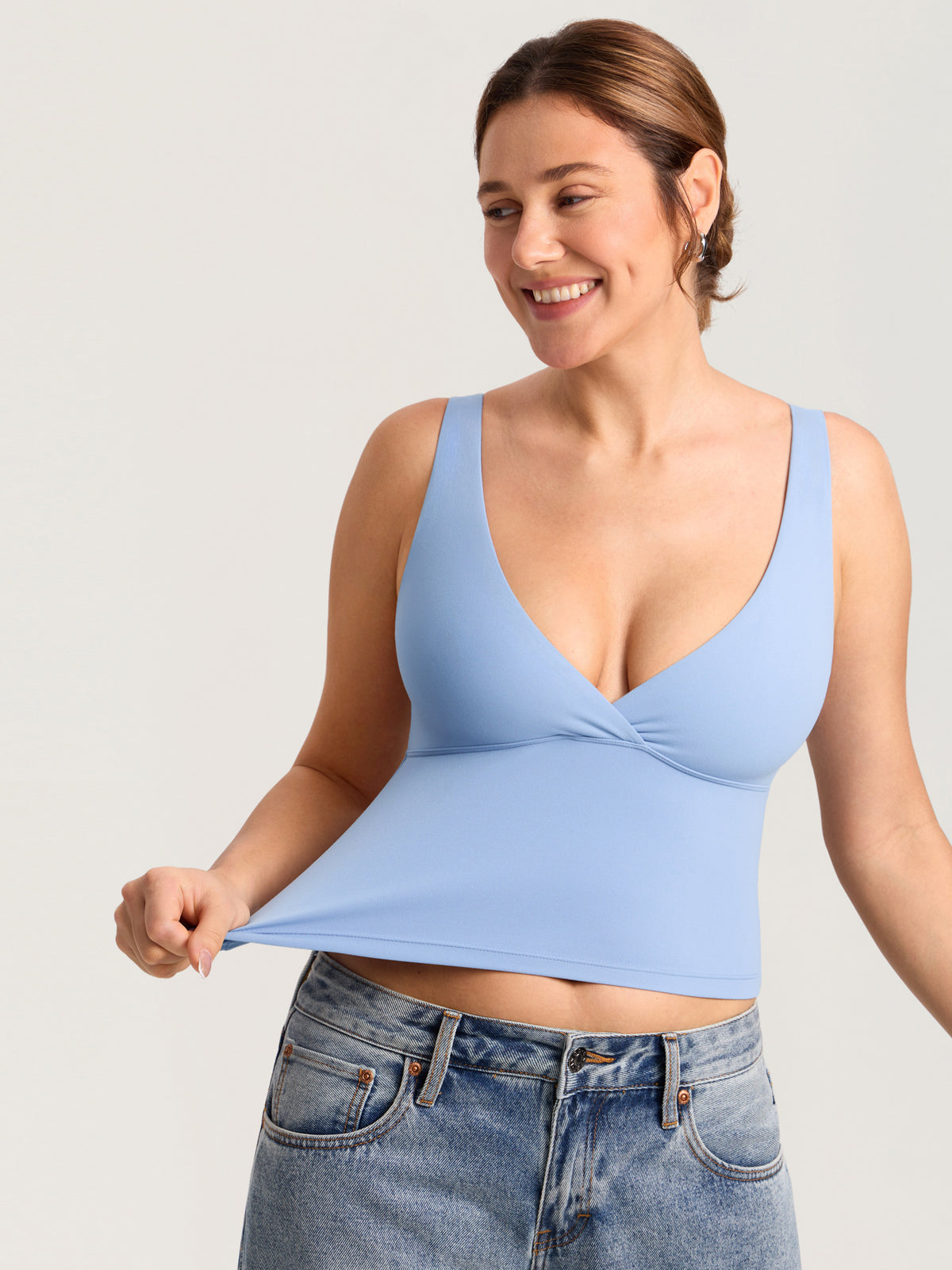 MOMANDA Natrelax® Crossover Nursing Crop Tank Top Moonlight Blue