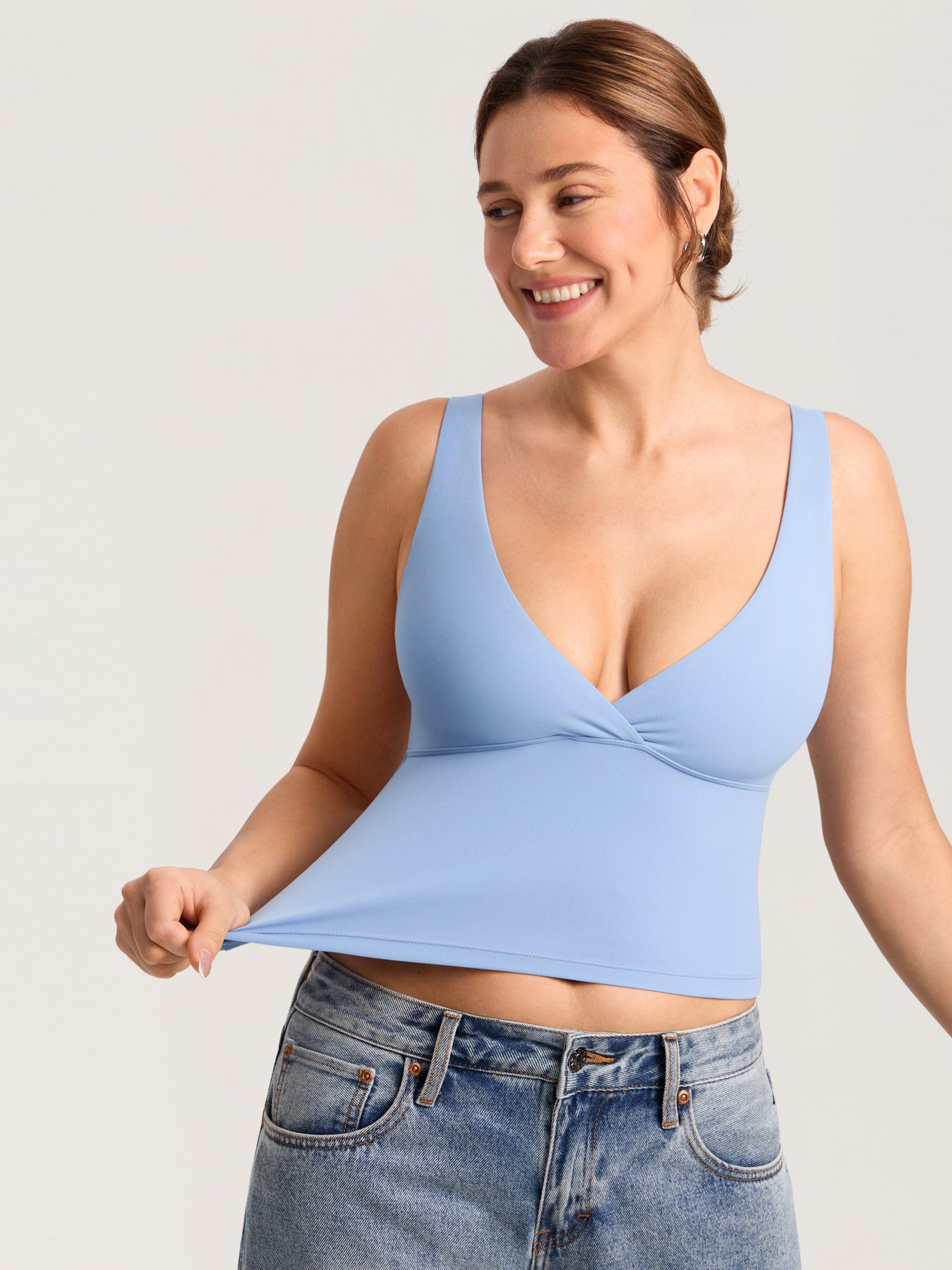 MOMANDA Natrelax® Crossover Nursing Crop Tank Top Twilight Blue