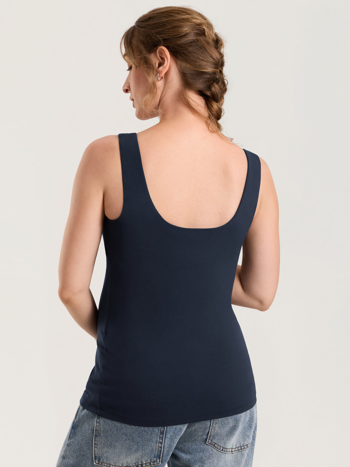 MOMANDA Naterlax® V Neck Nursing Tank Top Twilight Blue @model_info:MOM4