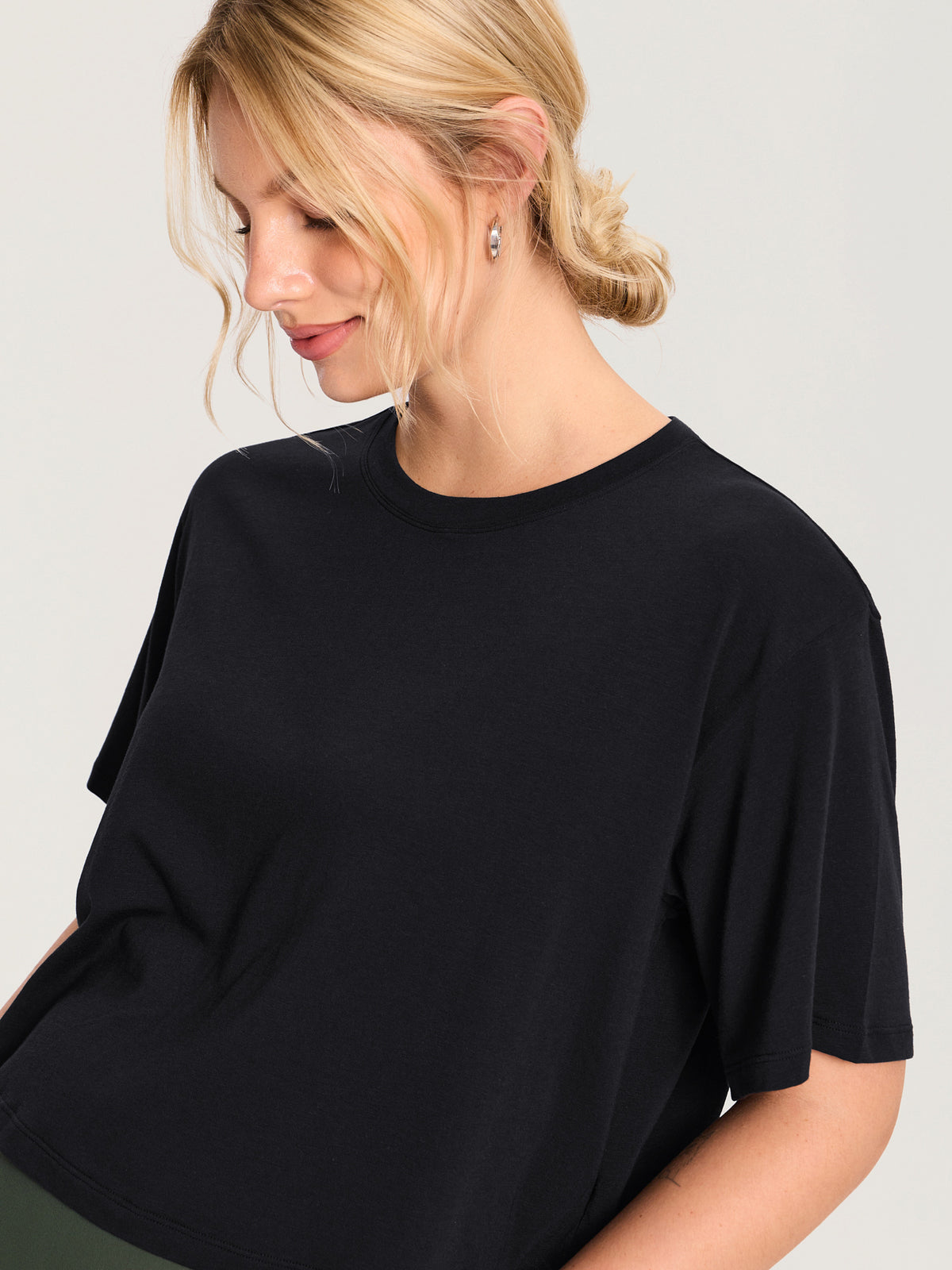 Modal Cotton Short Sleeve Loose Crop Tee