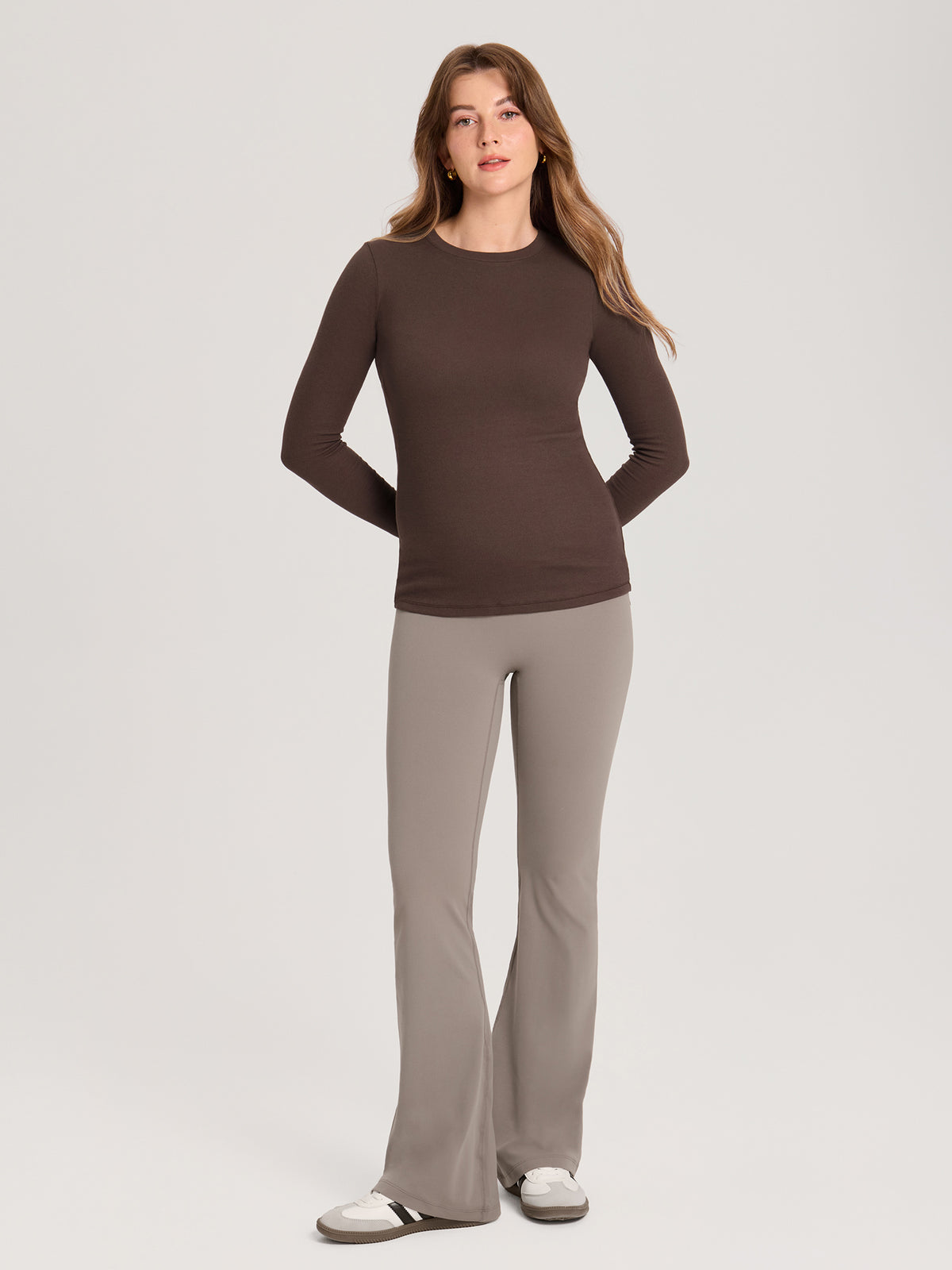 Cotton Rib Crew Neck Maternity Top
