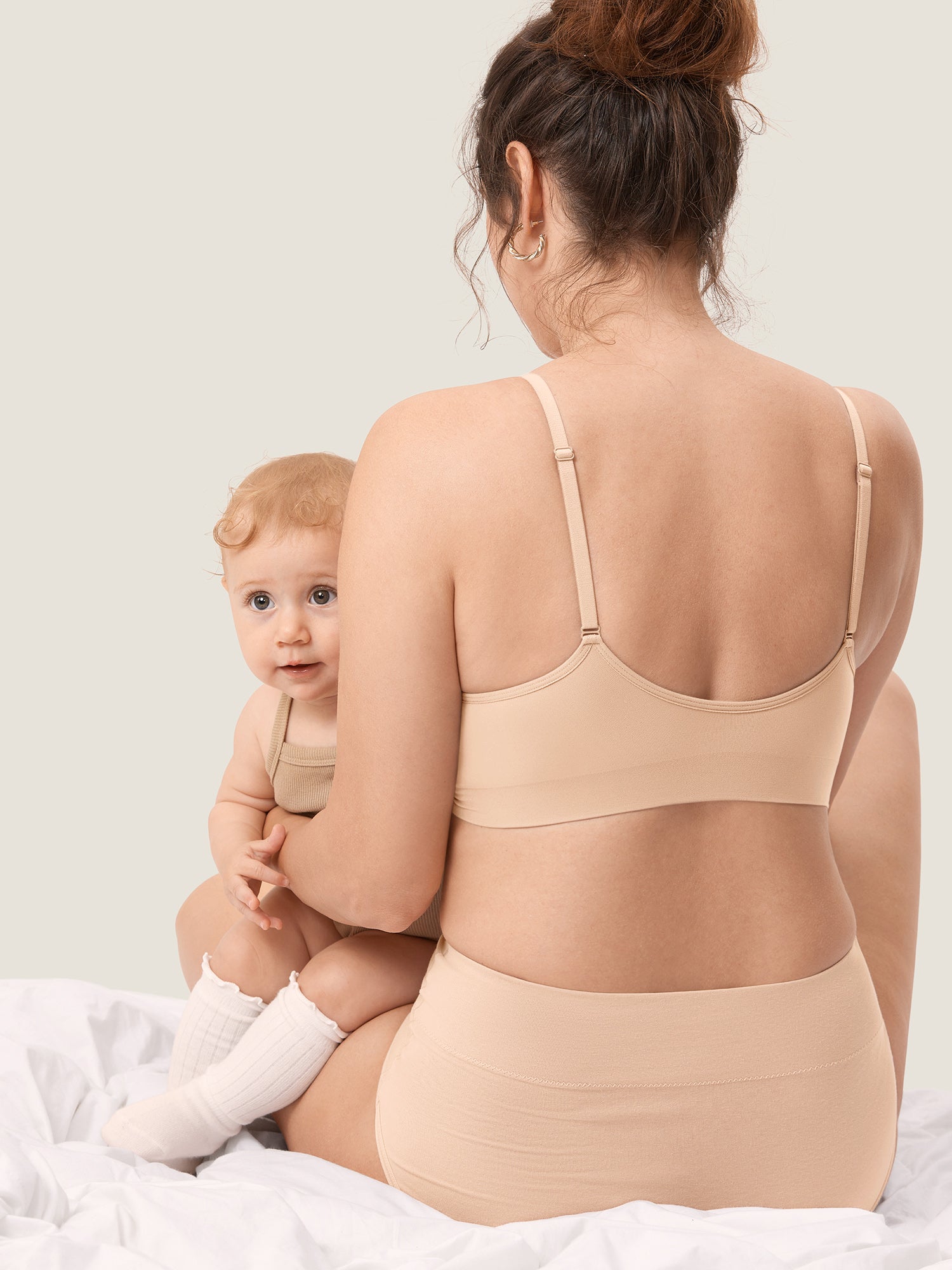 MOMANDA Women's Seamless Soft Knit Nursing Bra,TITLE_BEST SELLERS Beige