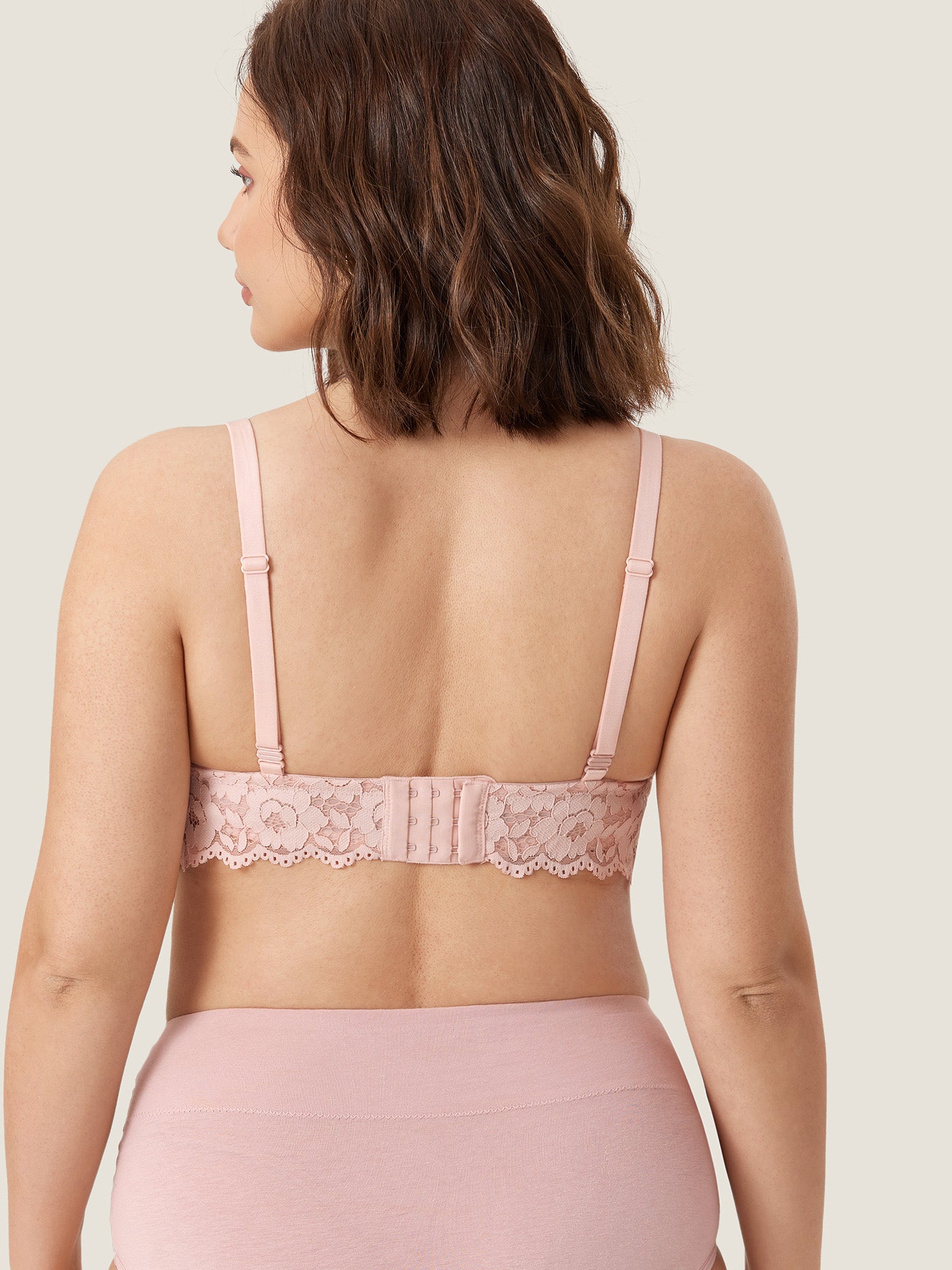 MOMANDA Women's More Coverage Lace Plunge Nursing Bralette Gentle Rose