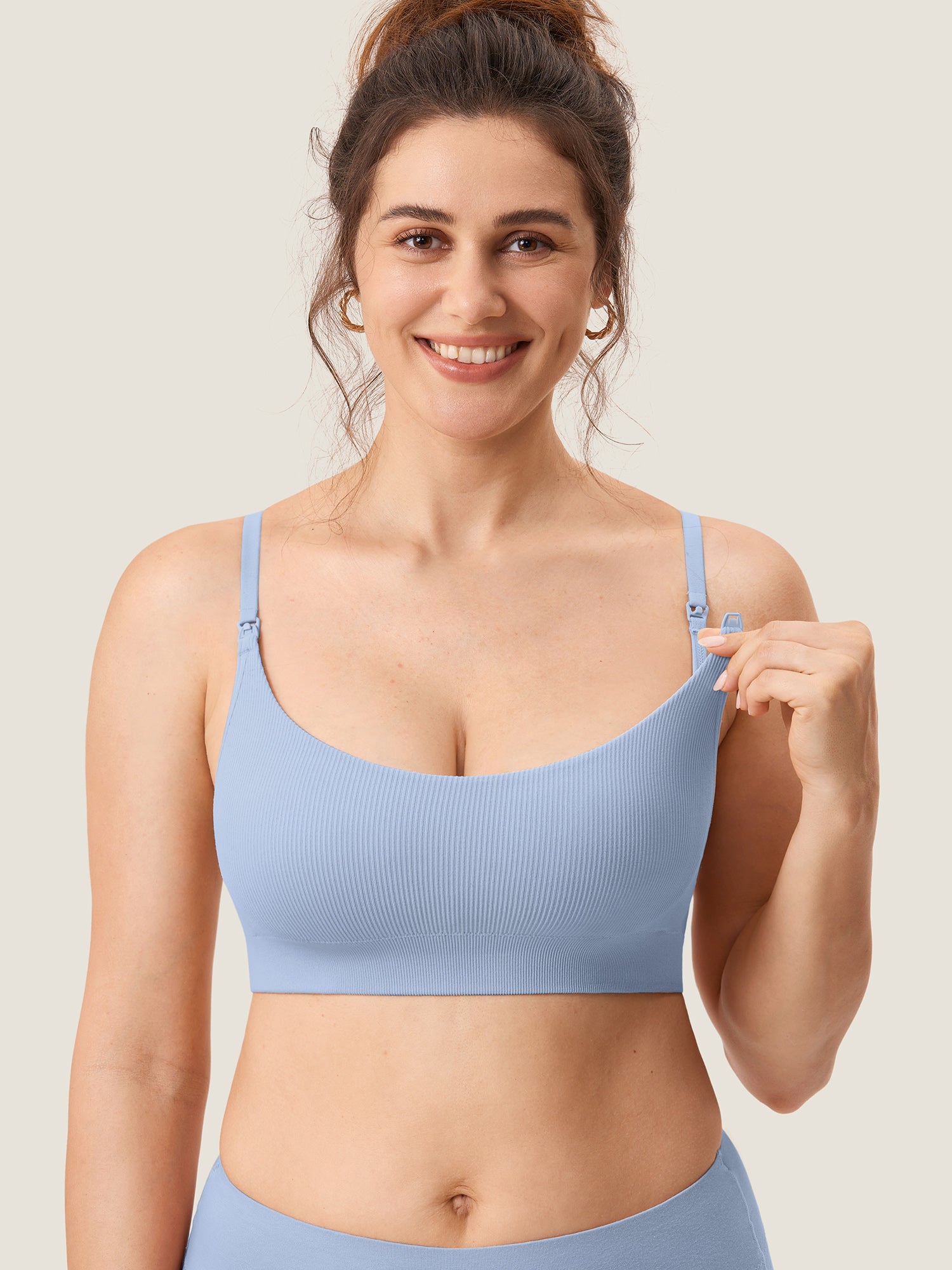 MOMANDA Women's Ribbed Scoop Nursing Bralette Andorra