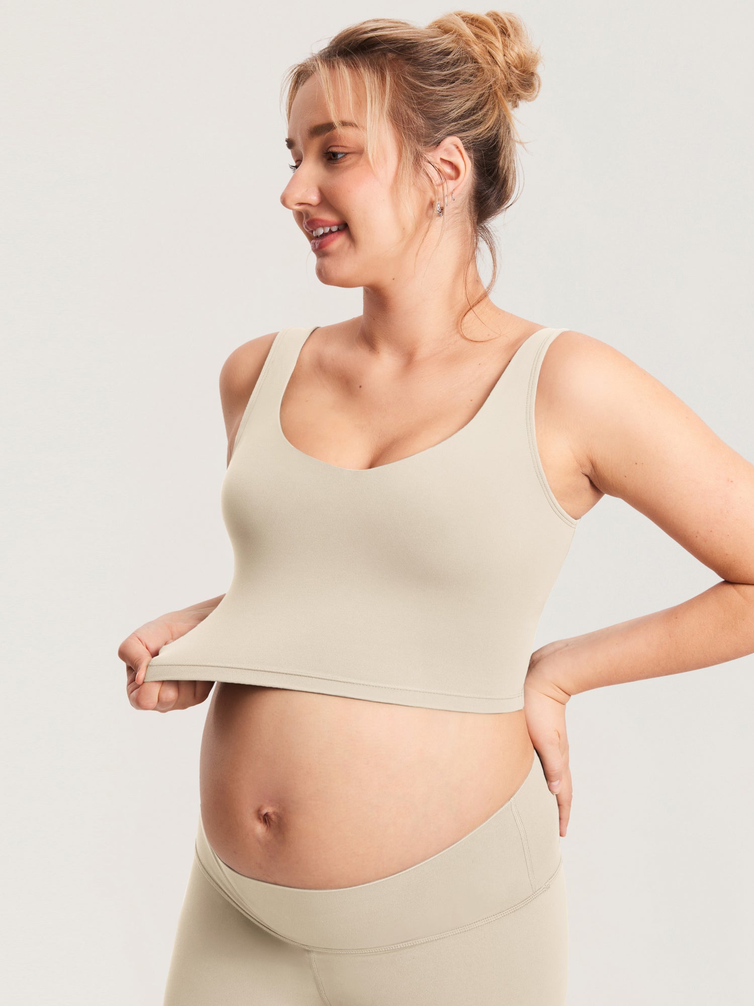 MOMANDA Women's Natrelax® Nursing Crop Tank Top - V Neck Pure Blue