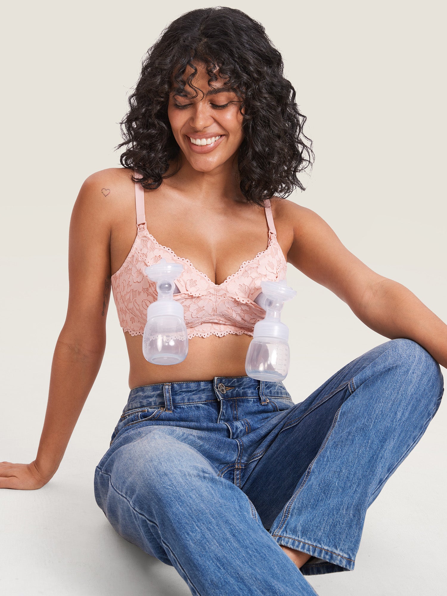 MOMANDA Cotton Lining Hands Free Pumping Bra Blush Pink