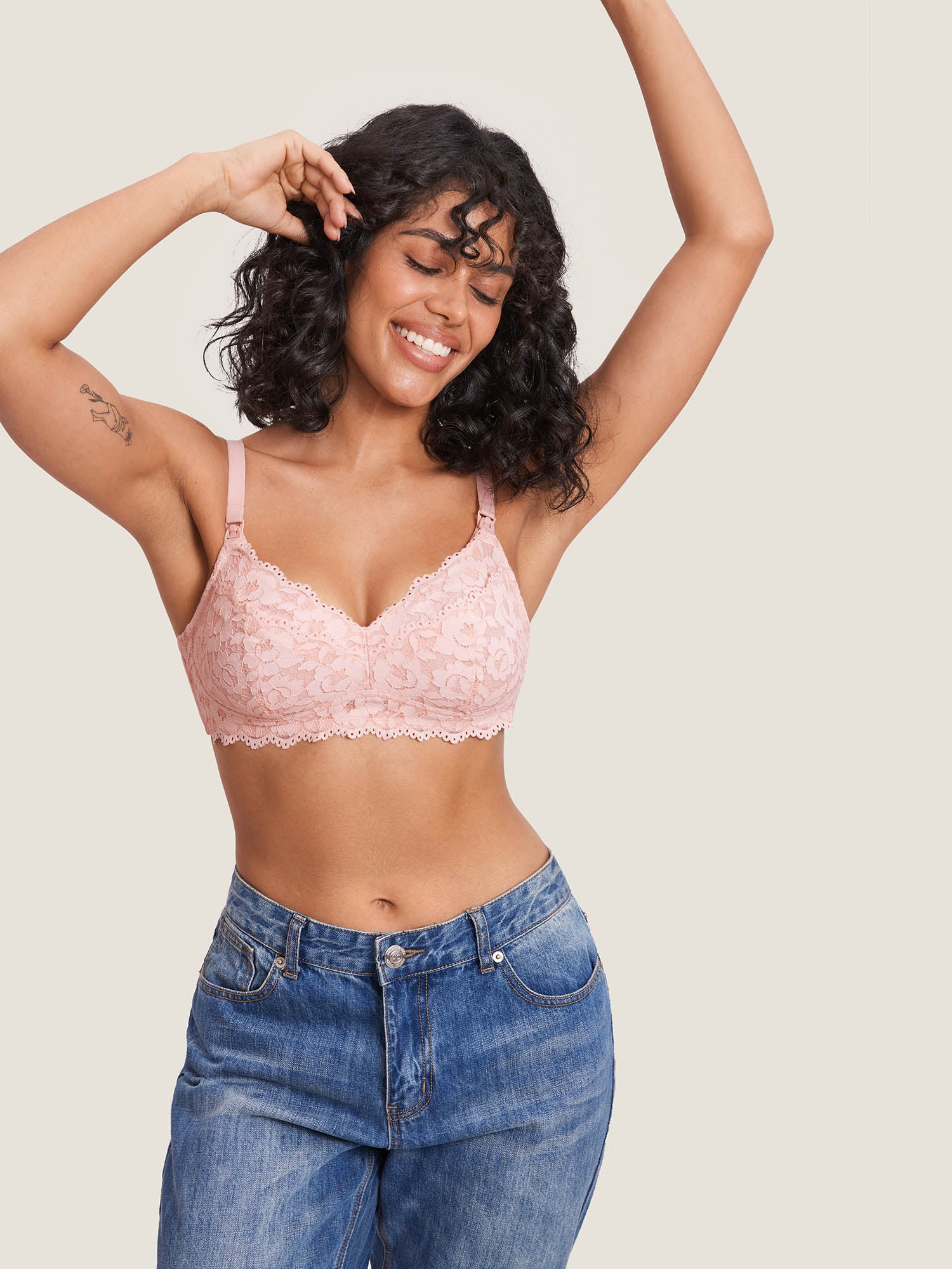 MOMANDA Cotton Lining Hands Free Pumping Bra Blush Pink