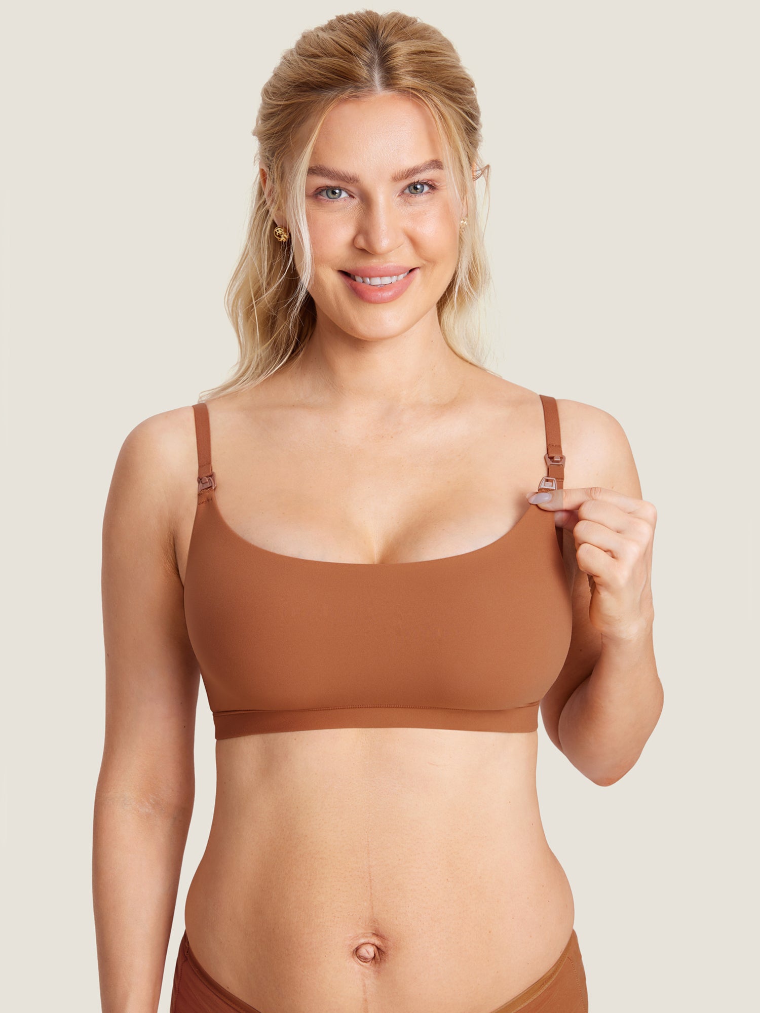 MOMANDA Women's Inbarely® Scoop Nursing Bra Bronze Beige