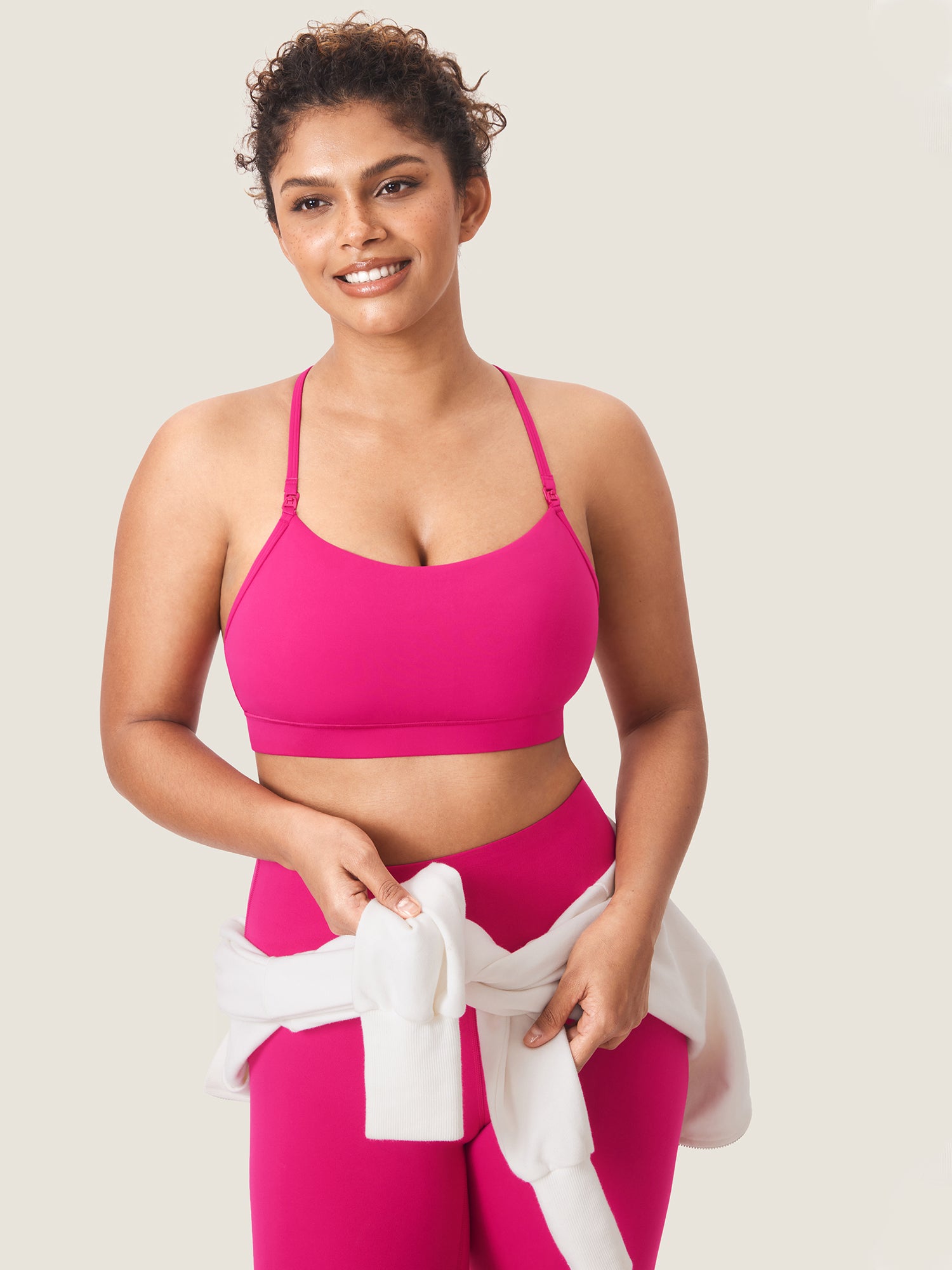 MOMANDA Women's Natrelax® Y Back Nursing Sports Bra Granita Pink