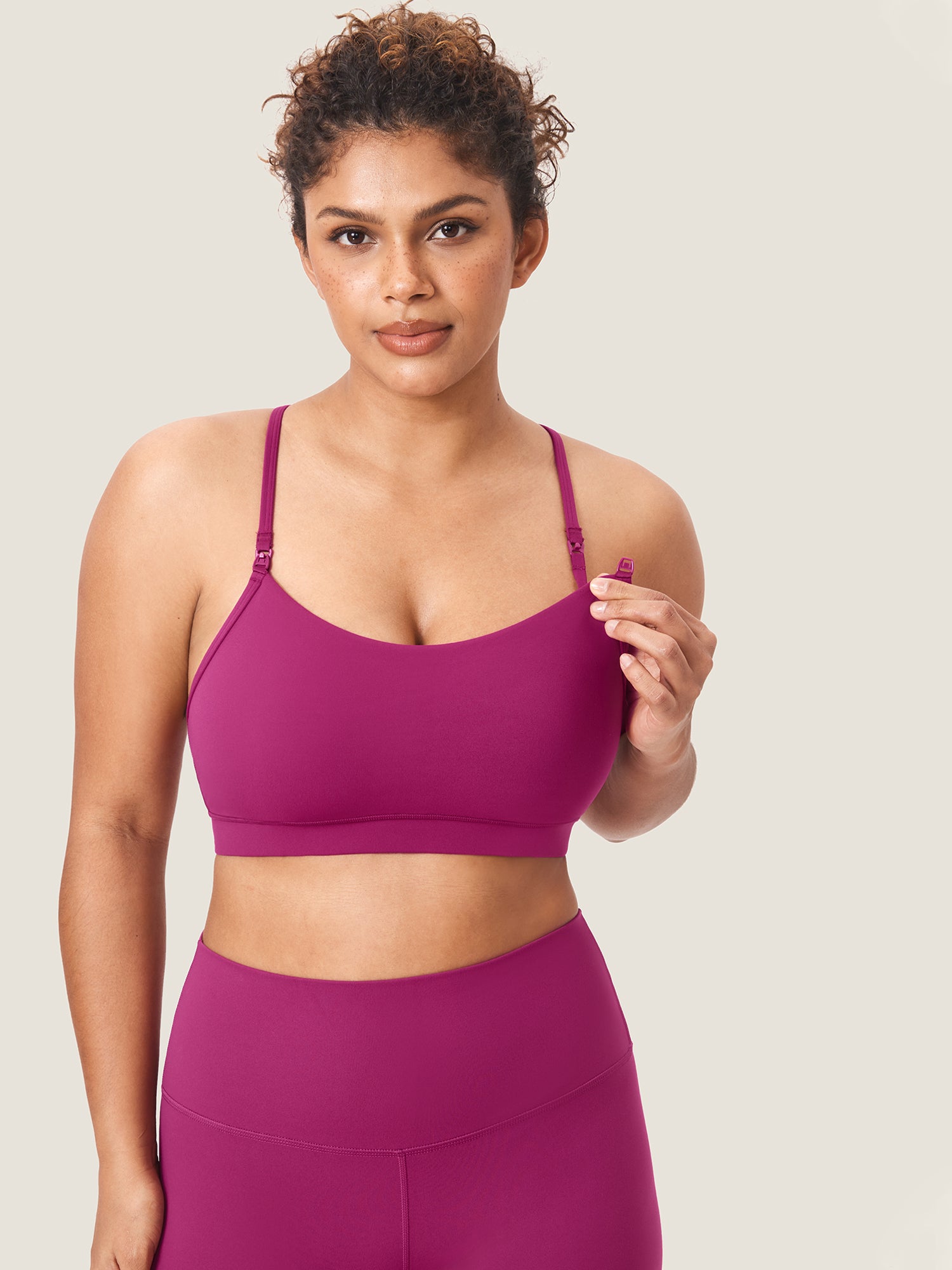 MOMANDA Women's Natrelax® Y Back Nursing Sports Bra Magenta Purple