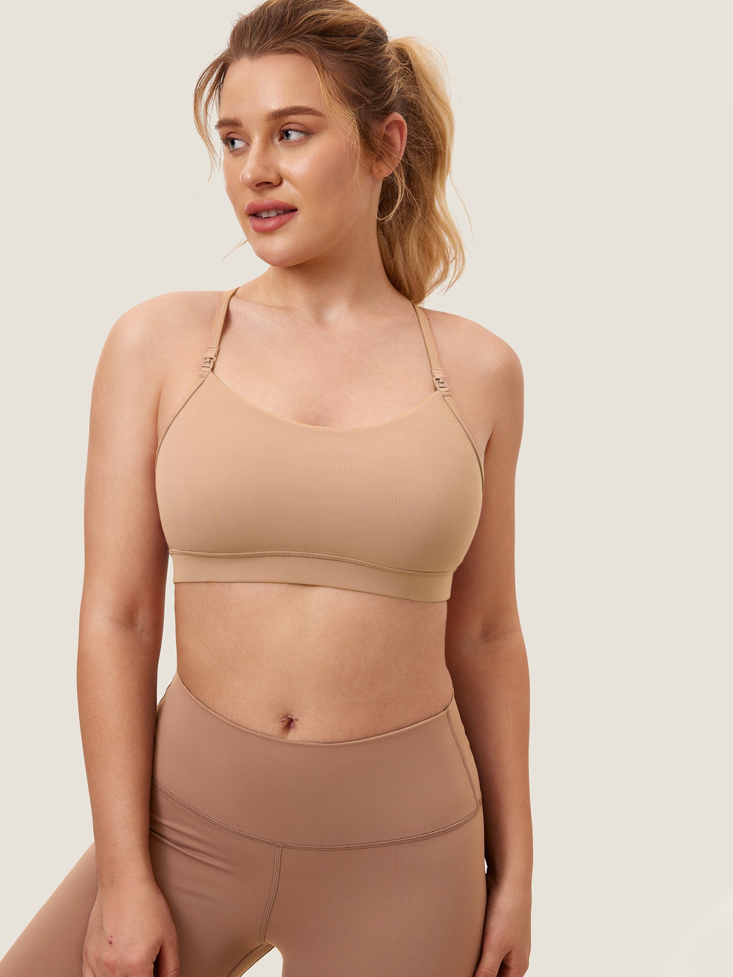 MOMANDA Women's Natrelax® Y Back Nursing Sports Bra Beige