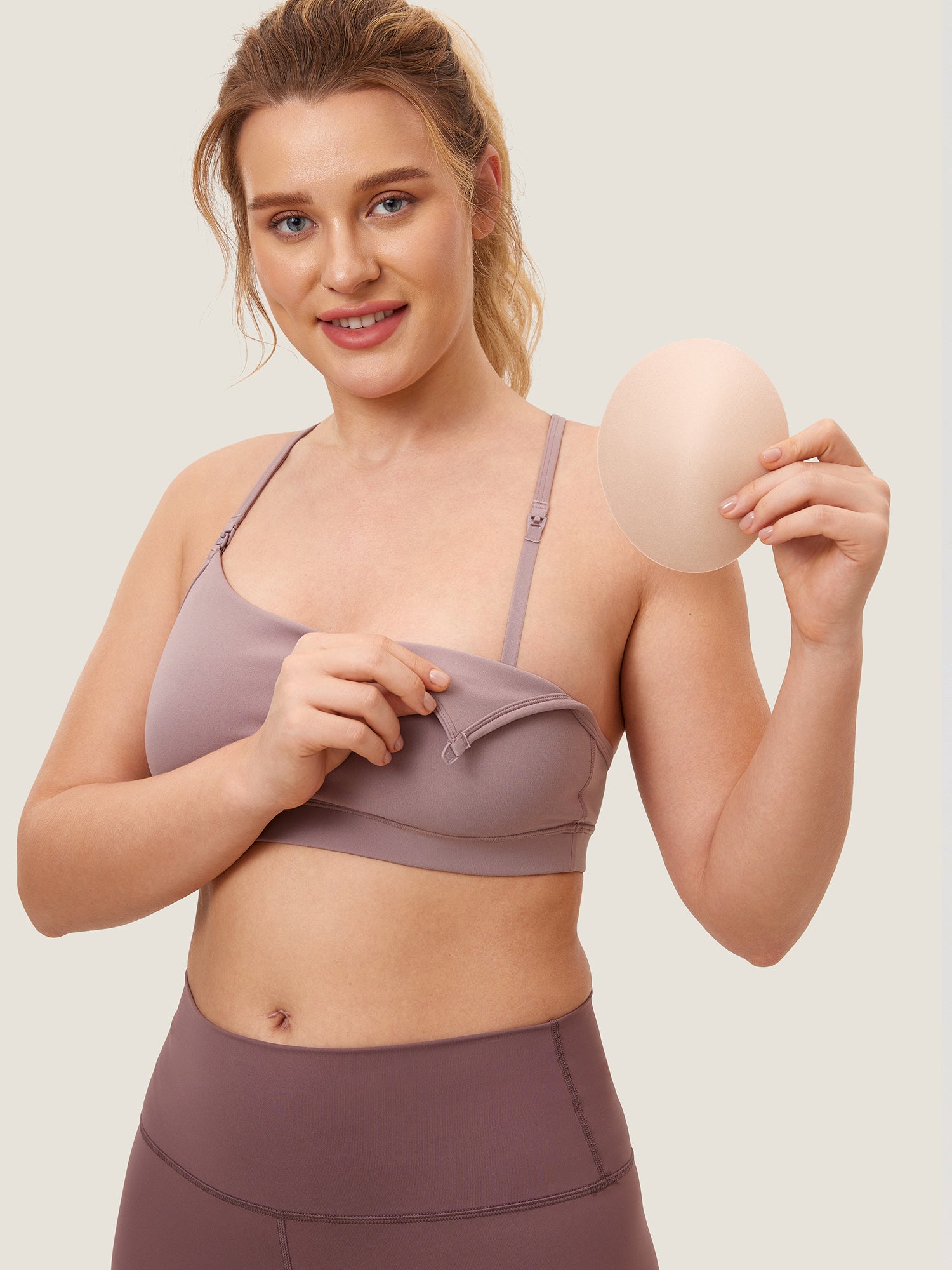 MOMANDA Women's Natrelax® Y Back Nursing Sports Bra Rose Fragrant Purple