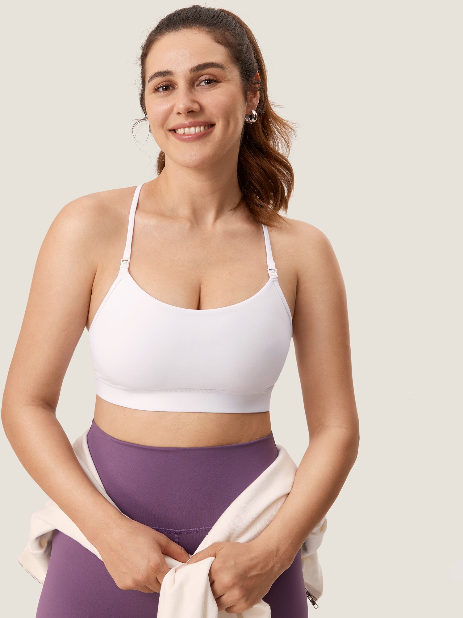 MOMANDA Women's Natrelax® Y Back Nursing Sports Bra White 2