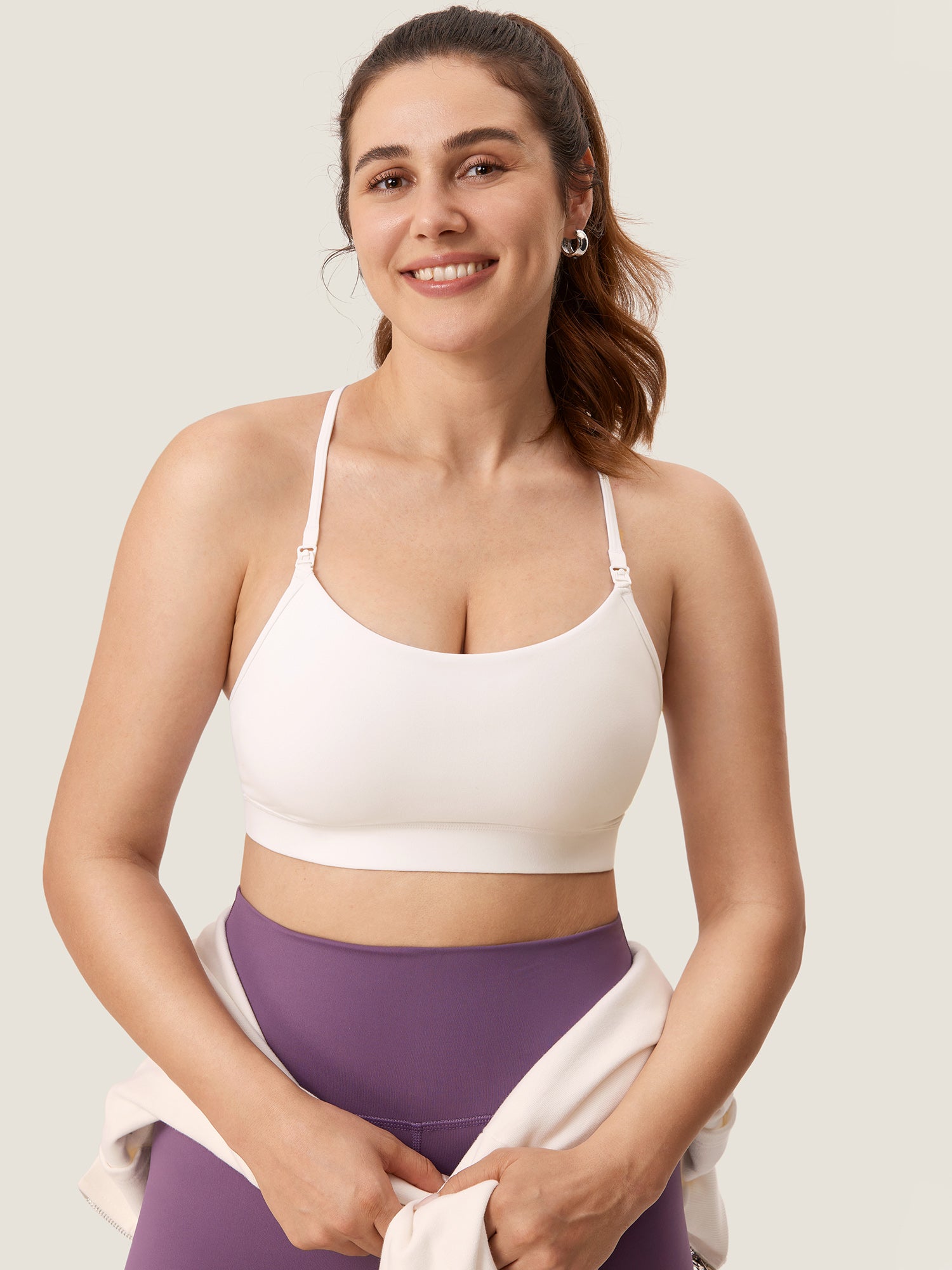 MOMANDA Women's Natrelax® Y Back Nursing Sports Bra White Apricot