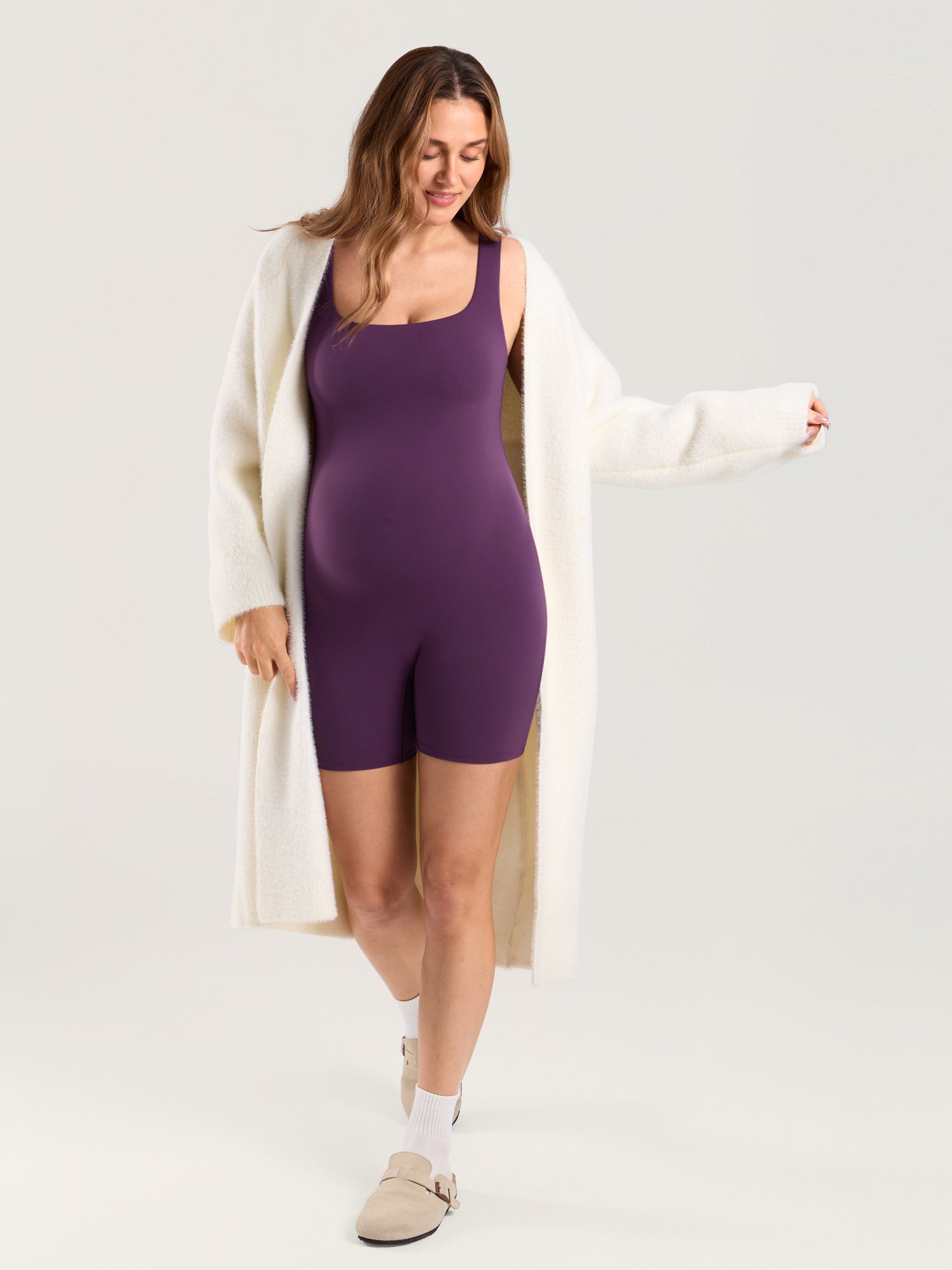 MOMANDA Women's Natrelax® Maternity Romper Deep Purple