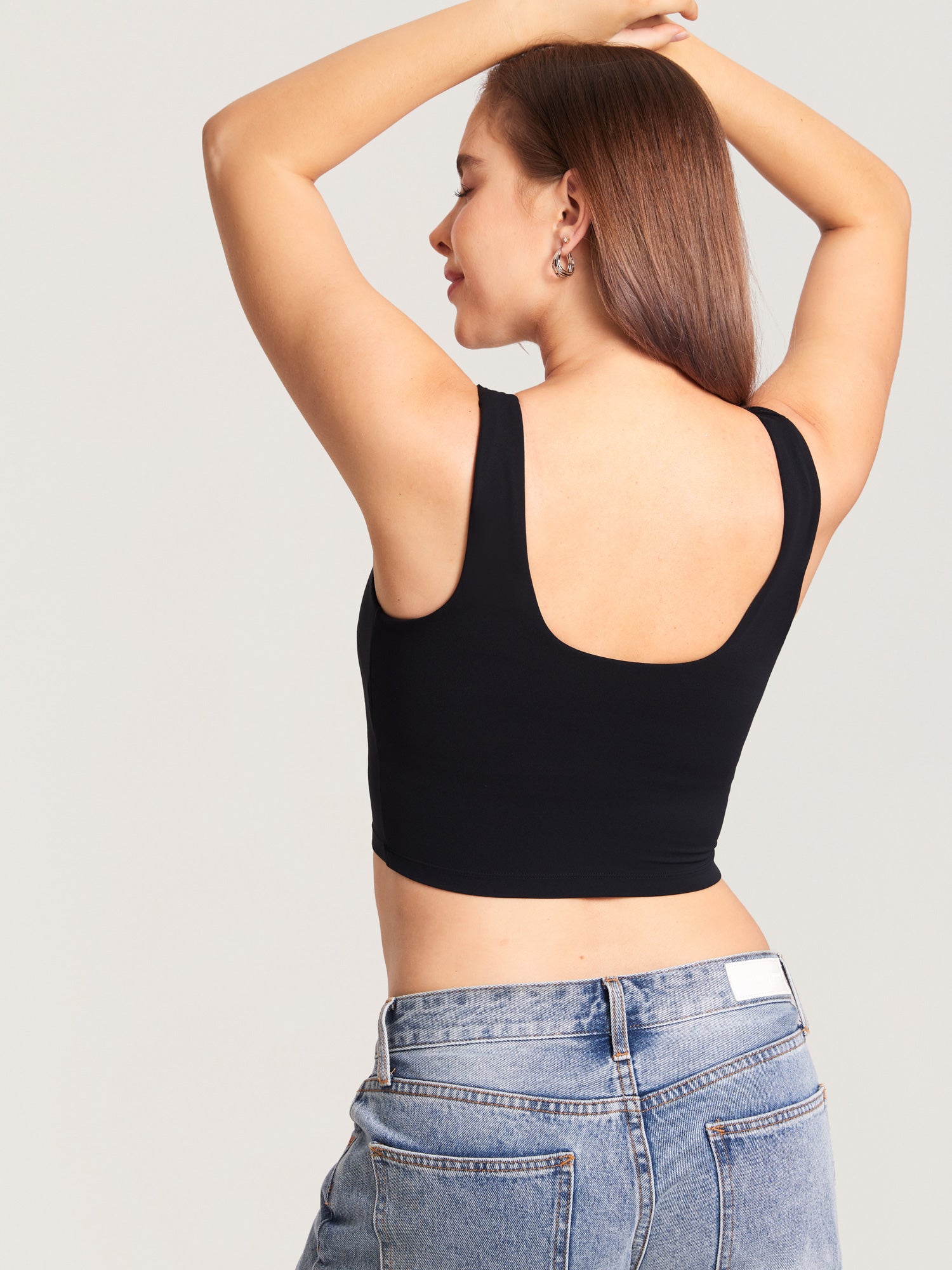 MOMANDA Women's Natrelax® Pumping Crop Tank Top Black