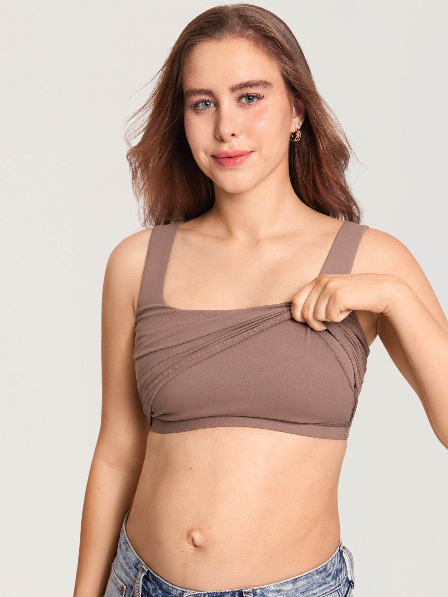 MOMANDA Women's Natrelax® Pumping Crop Tank Top Brown Purple