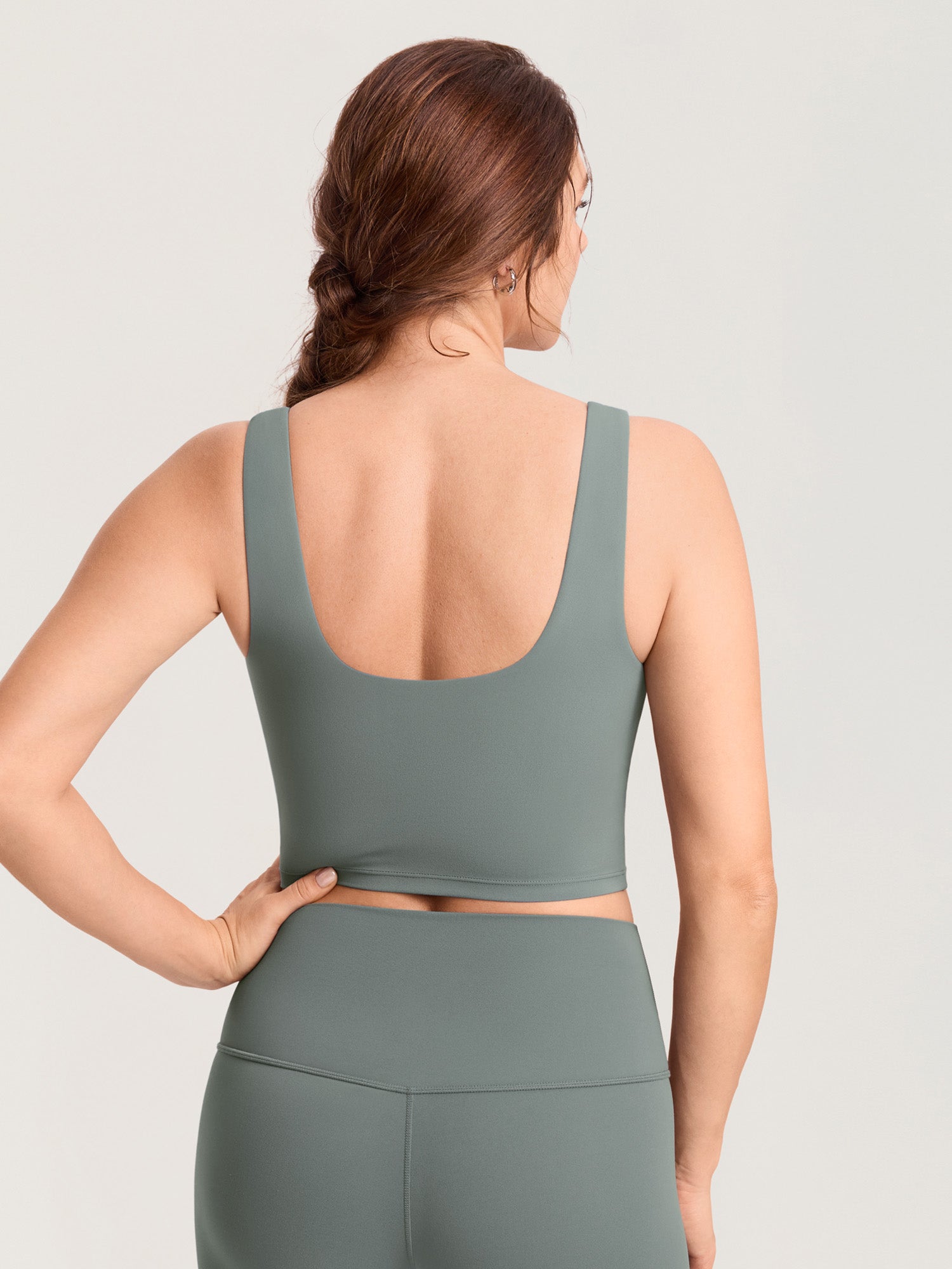 MOMANDA Women's Natrelax® Pumping Crop Tank Top Grey Sage