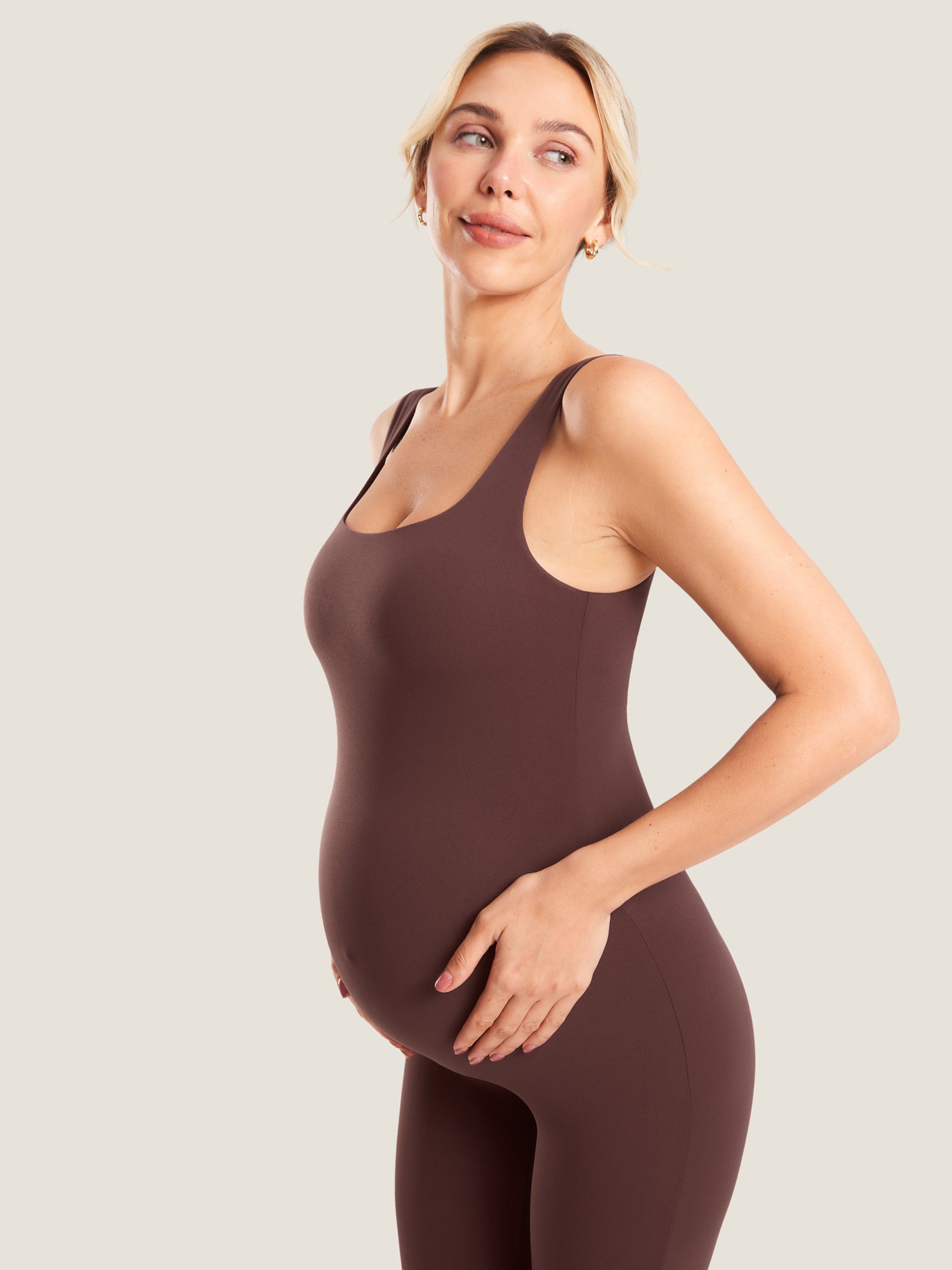 MOMANDA Women's Natrelax® Maternity Jumpsuit Hot Fudge Brown