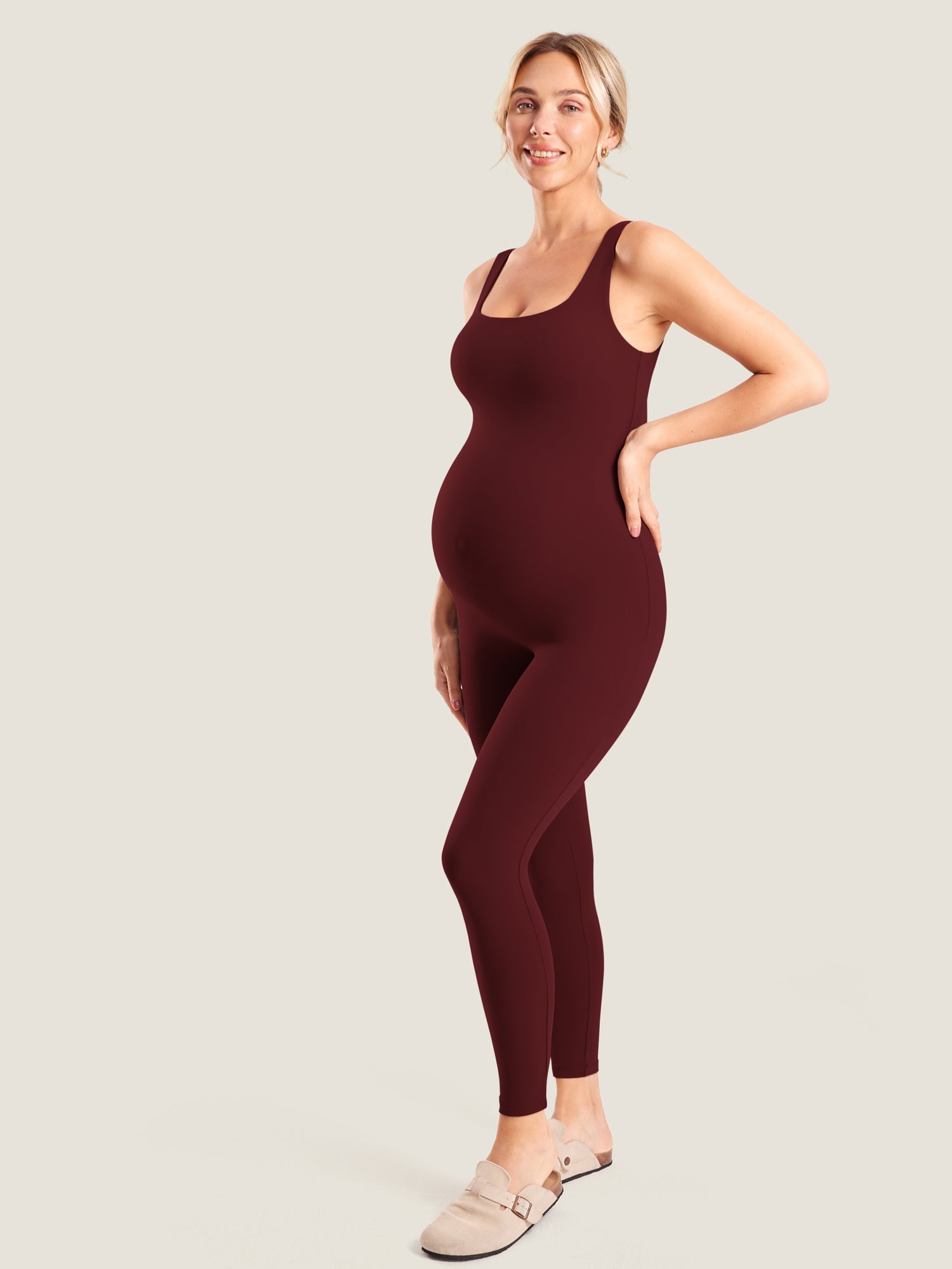 MOMANDA Women's Natrelax® Maternity Jumpsuit Red Merlot