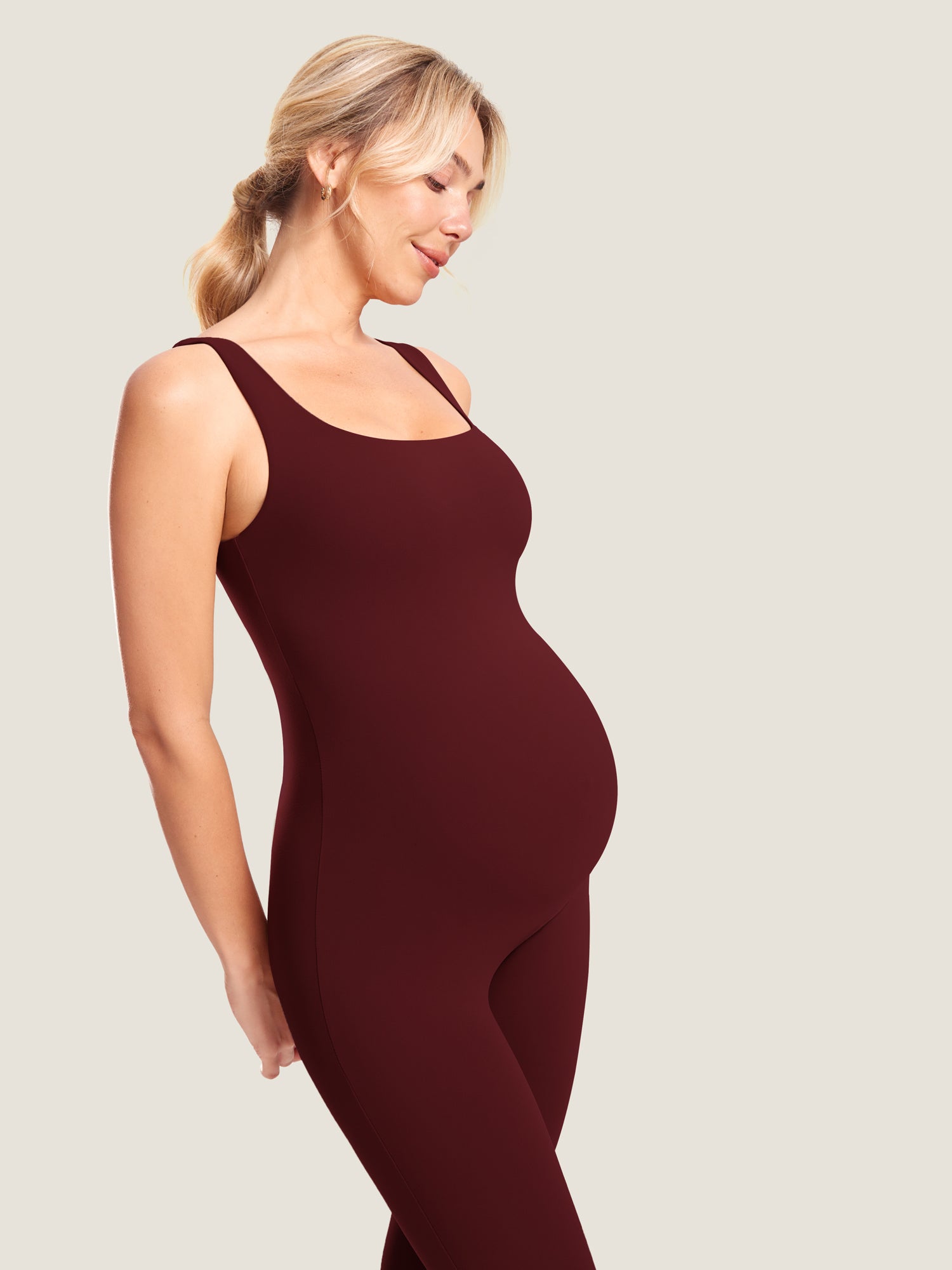 MOMANDA Women's Natrelax® Maternity Jumpsuit Red Merlot