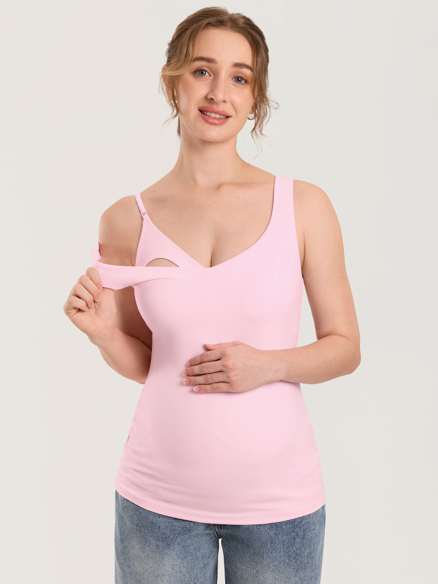 MOMANDA Naterlax® V Neck Nursing Tank Top White