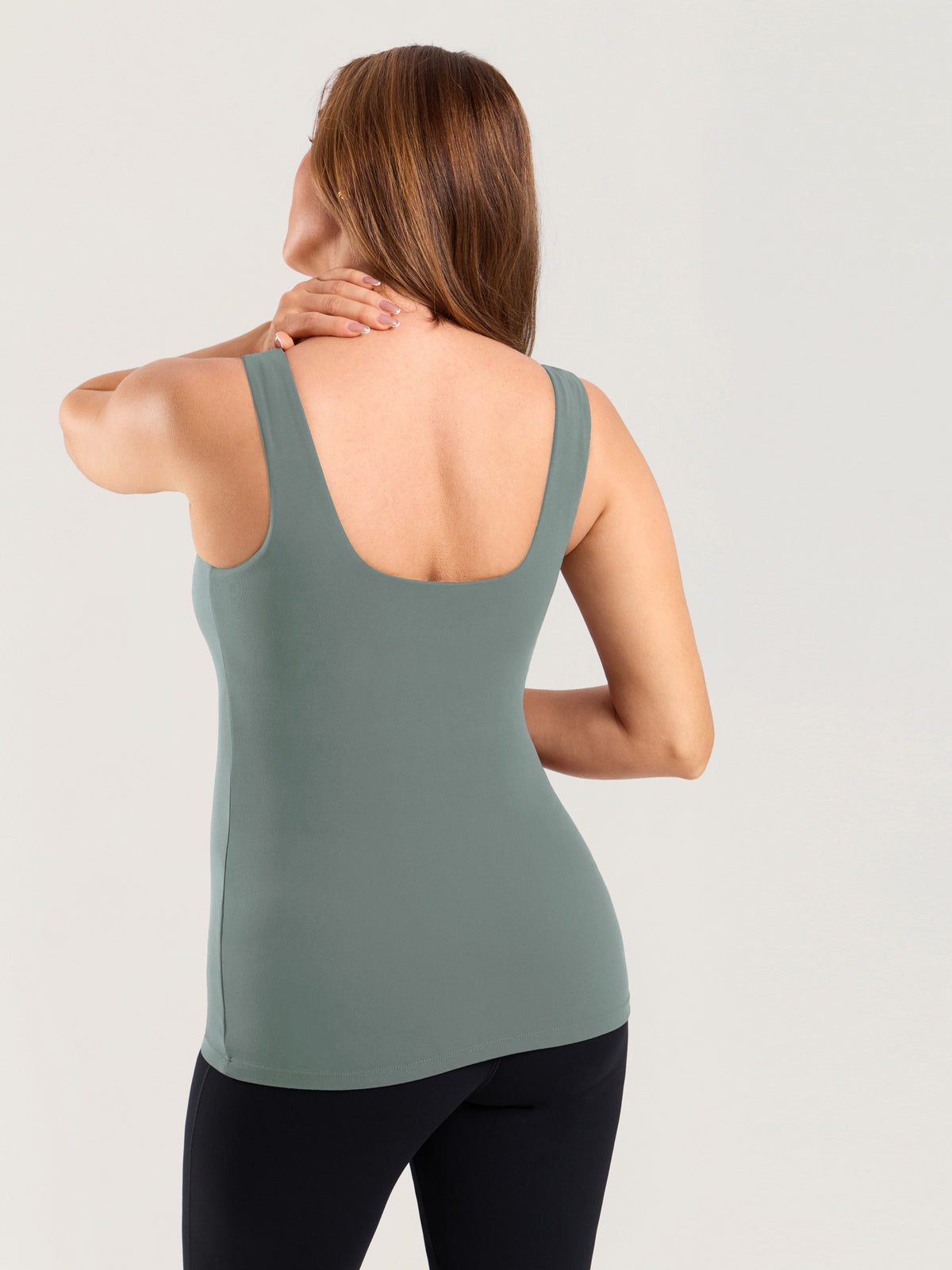 MOMANDA Naterlax® V Neck Nursing Tank Top Grey Sage @model_info:MOM3