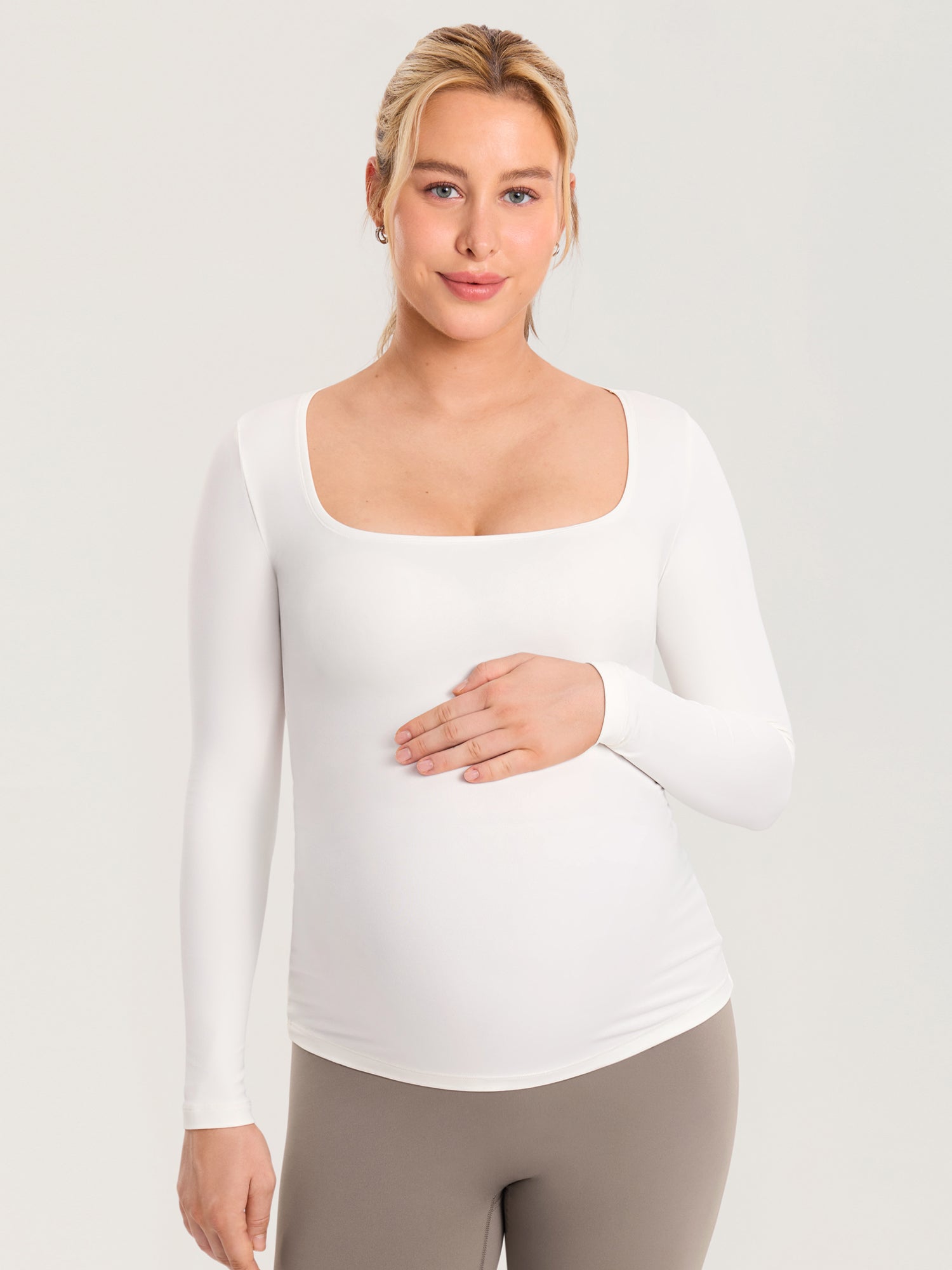 AirSoft Square Neck Maternity Top - Long Sleeves