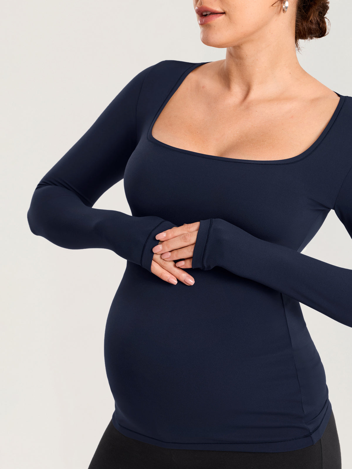 AirSoft Square Neck Maternity Top - Long Sleeves
