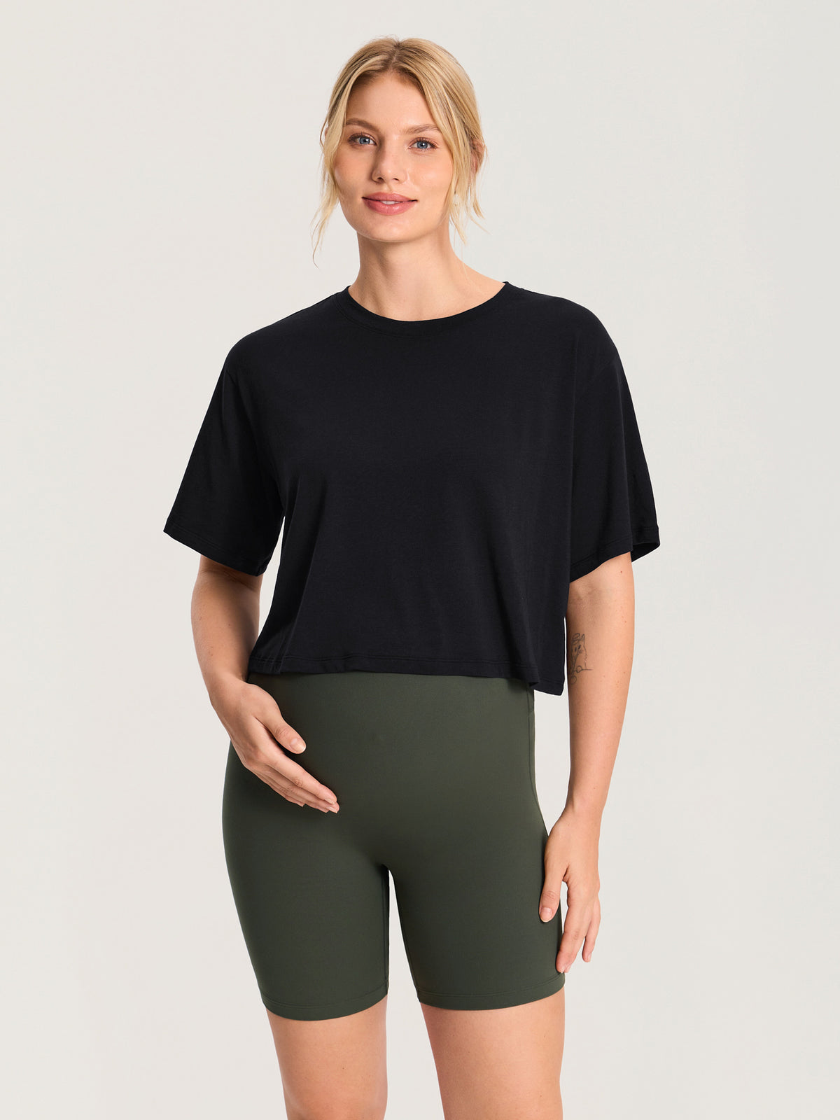 Modal Cotton Short Sleeve Loose Crop Tee