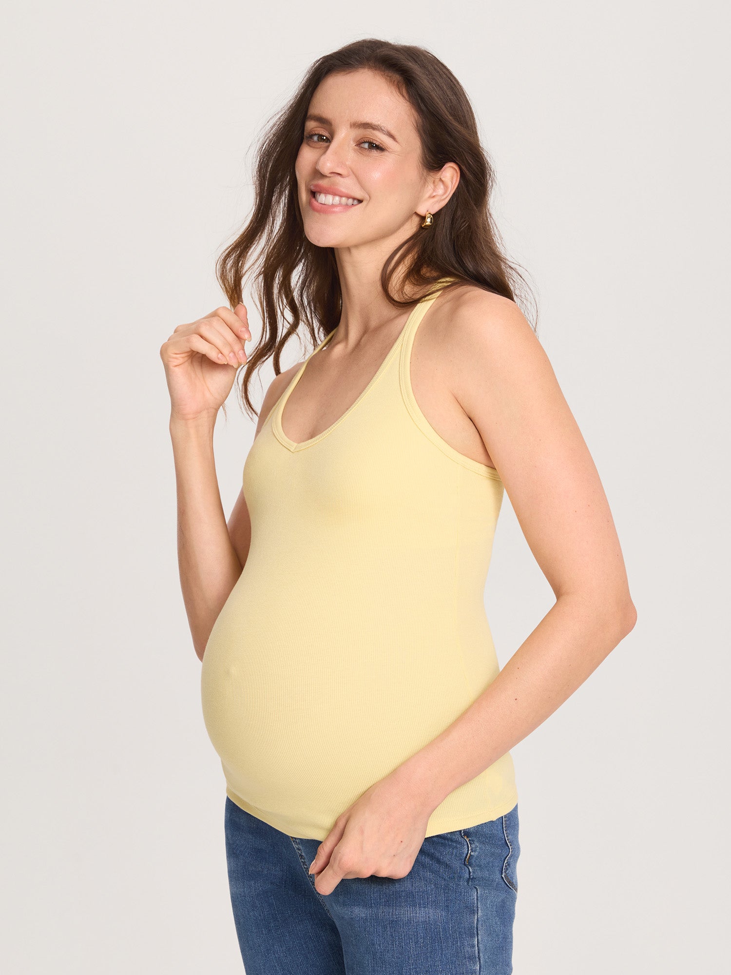 Cotton Rib Racerback Maternity Tank – Removable Cups