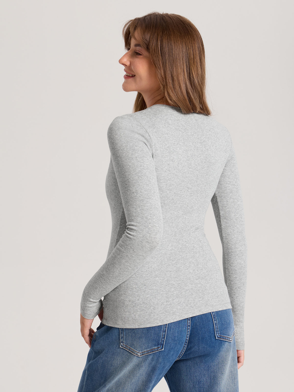 Cotton Rib Crew Neck Maternity Top