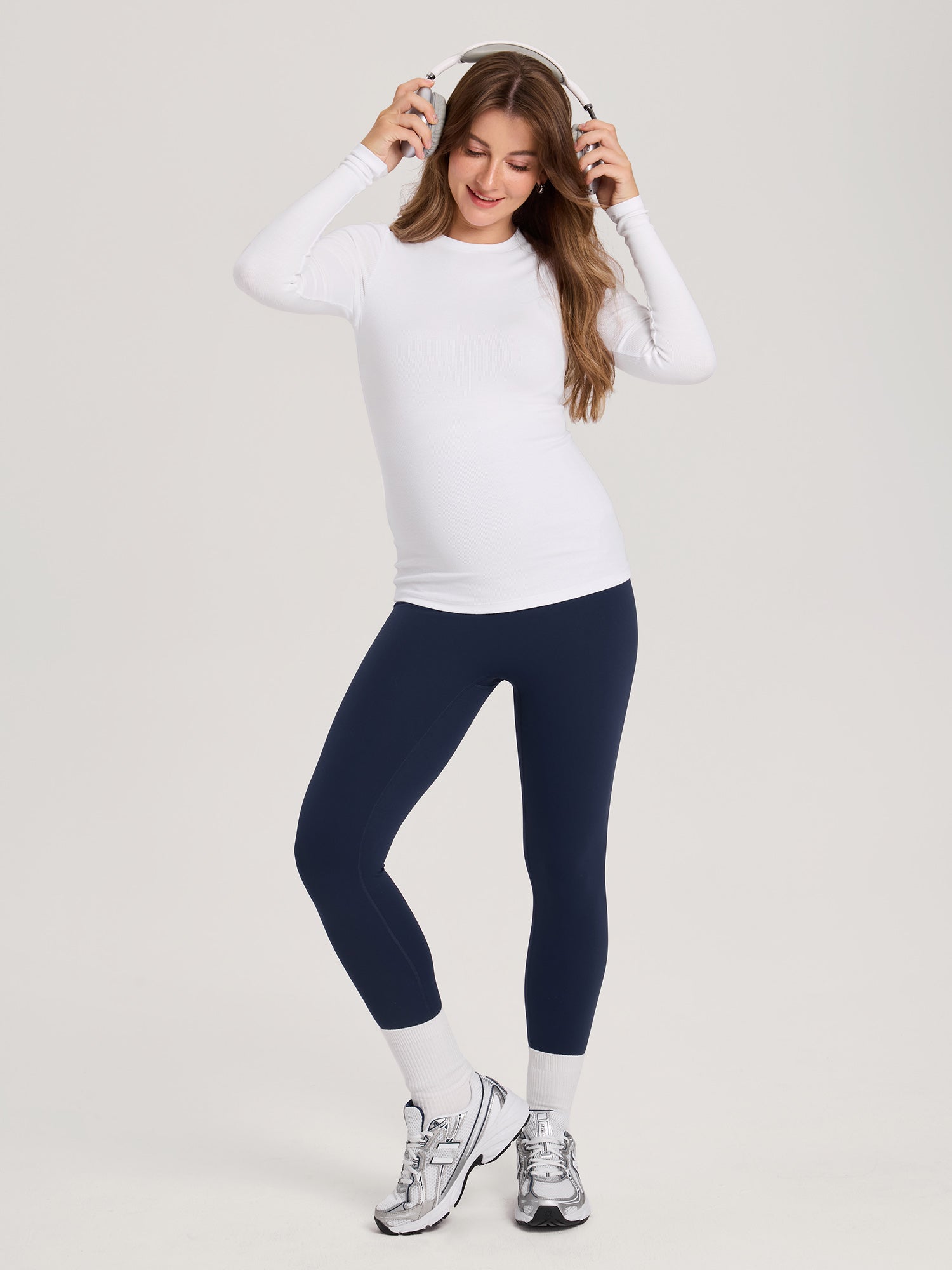 Cotton Rib Crew Neck Maternity Top