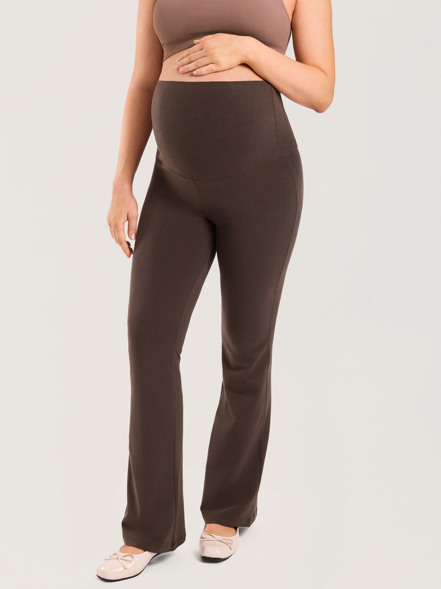 Cotton Foldover Maternity Flare Pants 30.5"