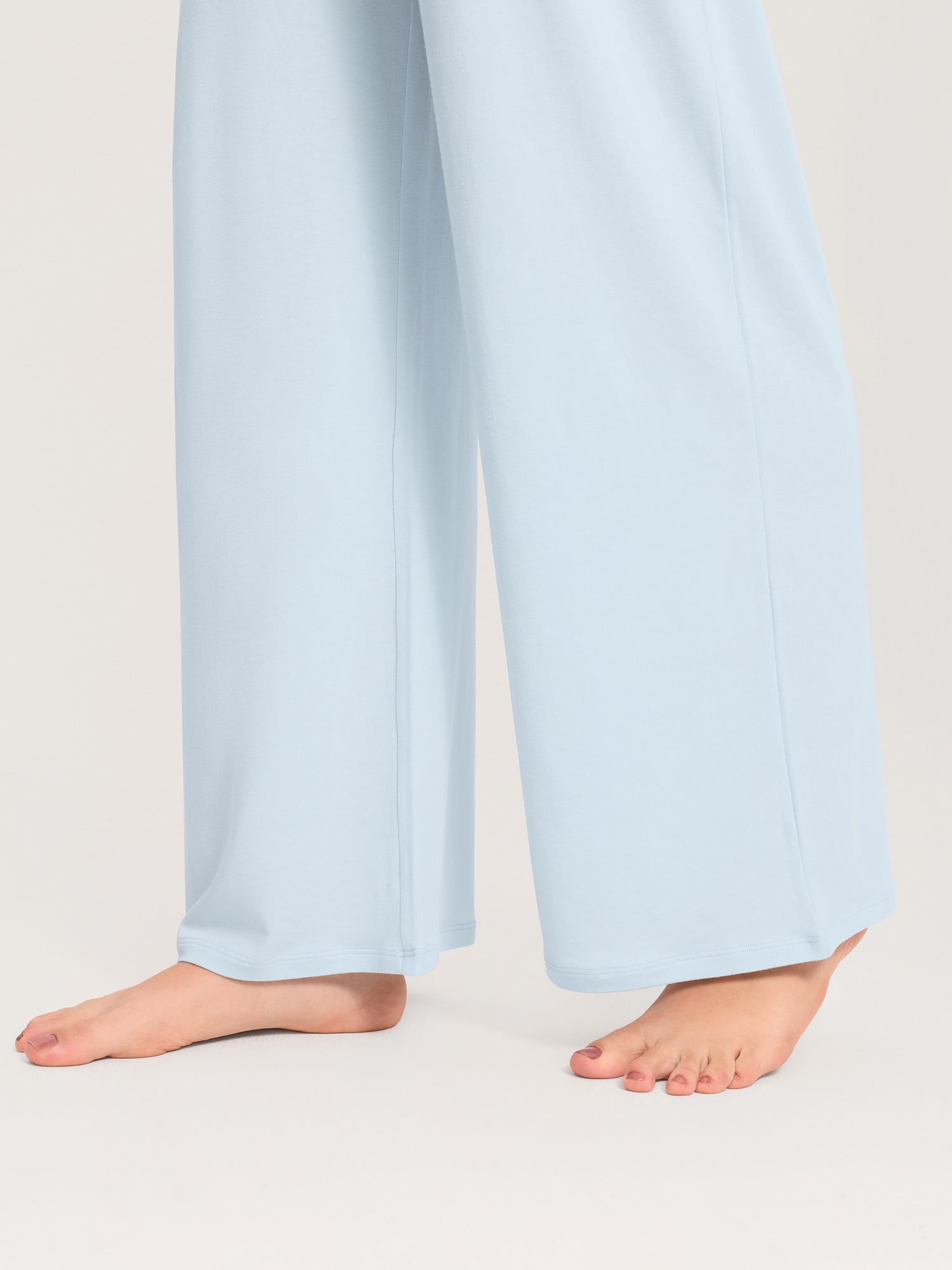 Modal Cotton Foldover Wide-Leg Pants