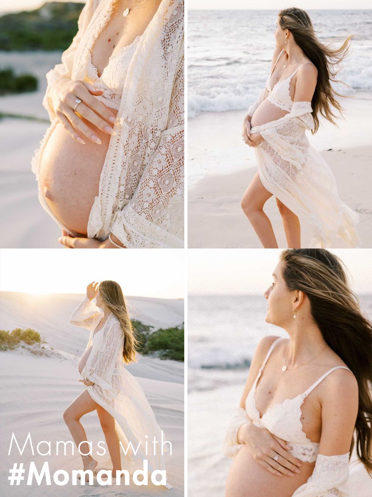 MOMANDA Women‘s Lace Plunge Nursing Bralette Ivory